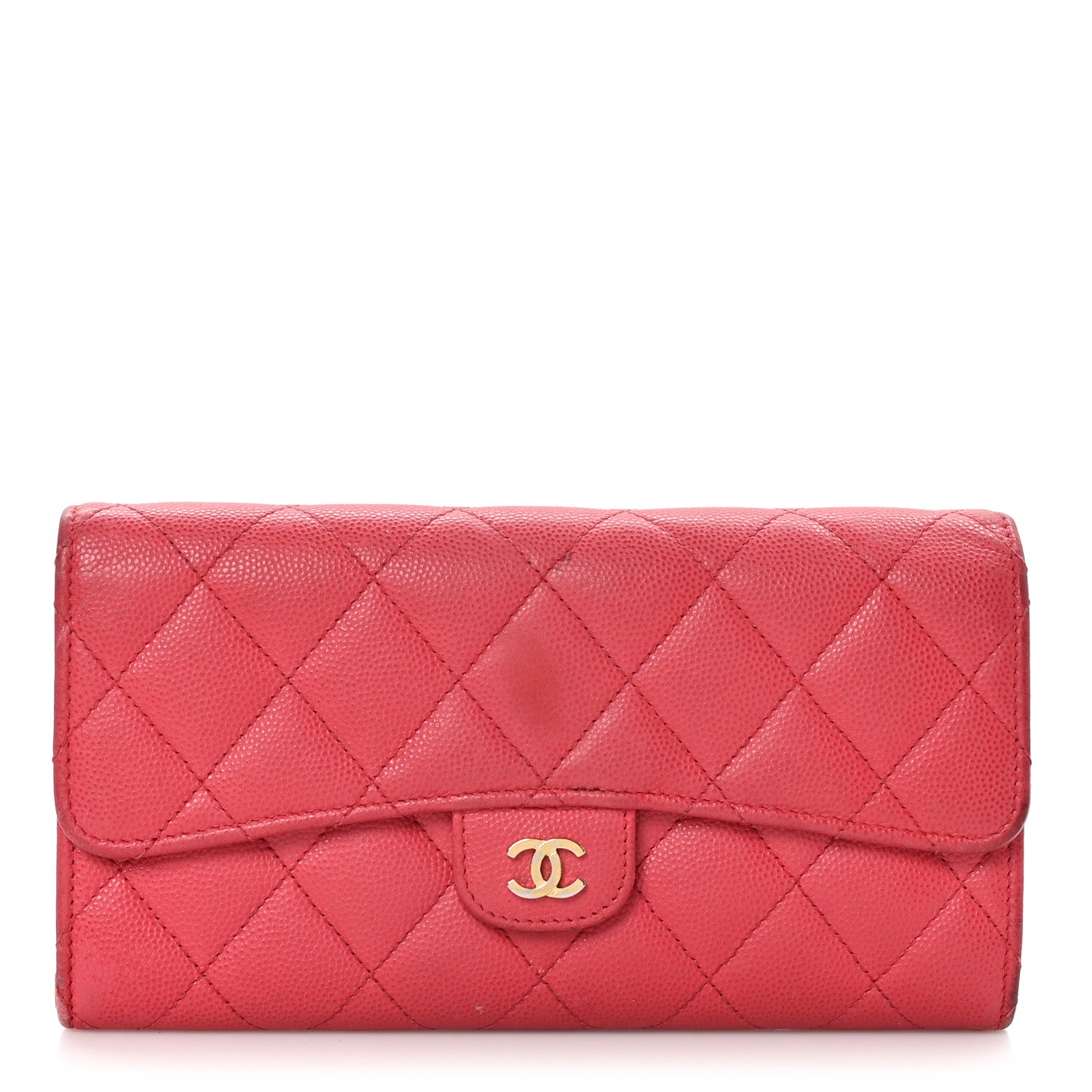 Chanel Caviar Quilted Large Gusset Flap Wallet Pink 1 of 14