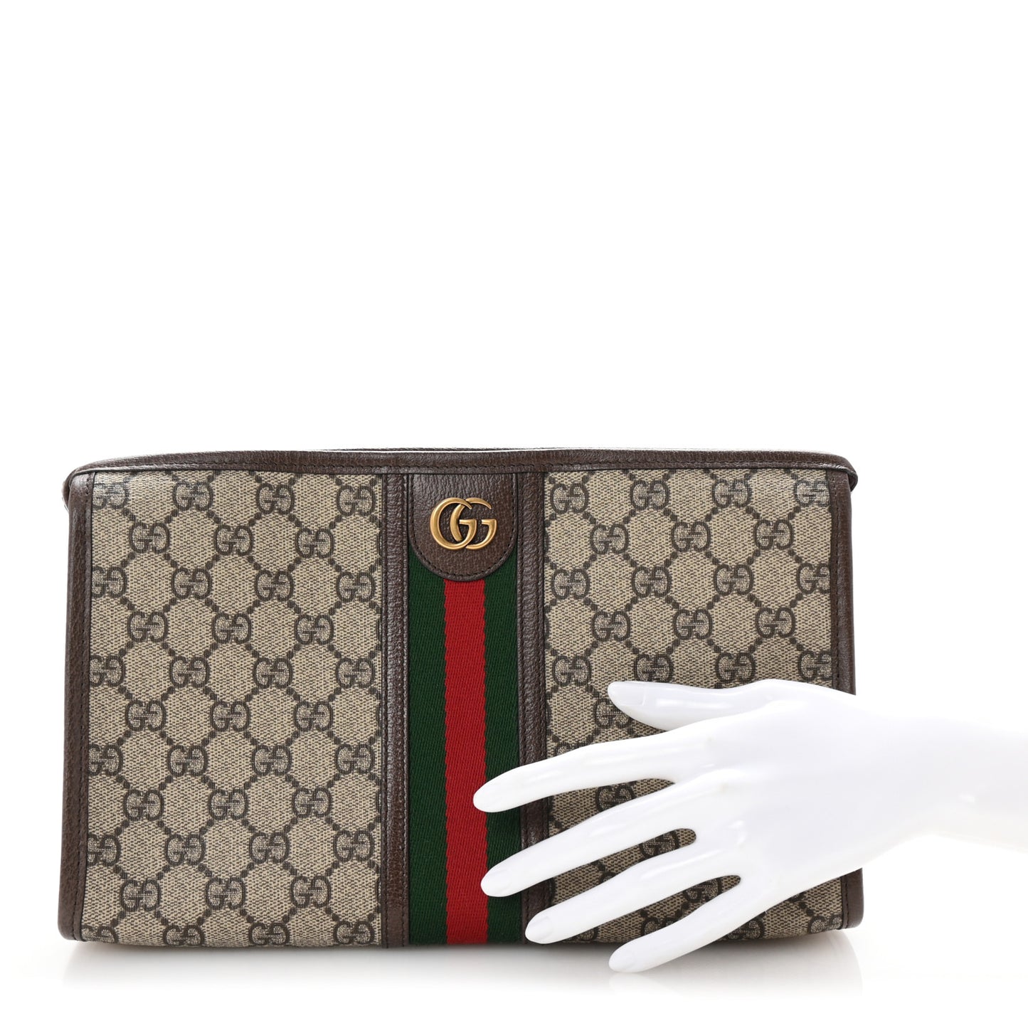 GG Supreme Monogram Web Ophidia GG Toiletry Case Beige New Acero
