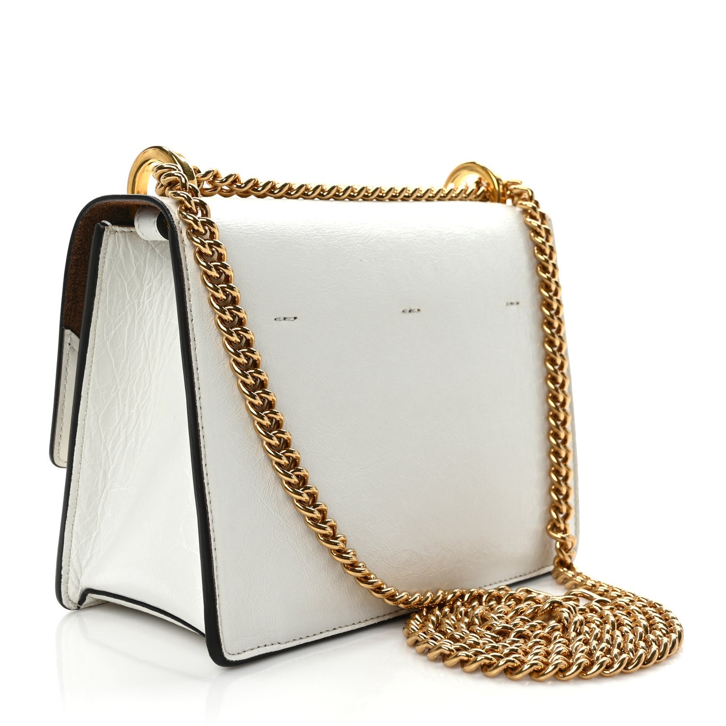 Agnello Old Shine Small Kan U Shoulder Bag White
