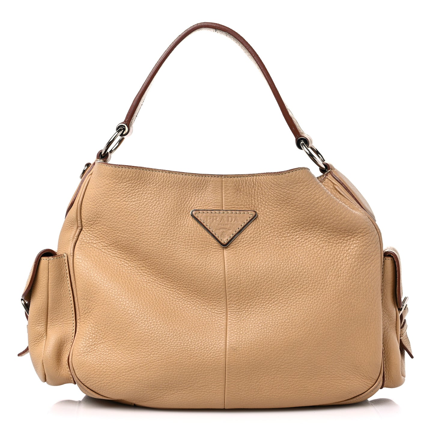 Vitello Daino Buckle Shoulder Bag Sabbia