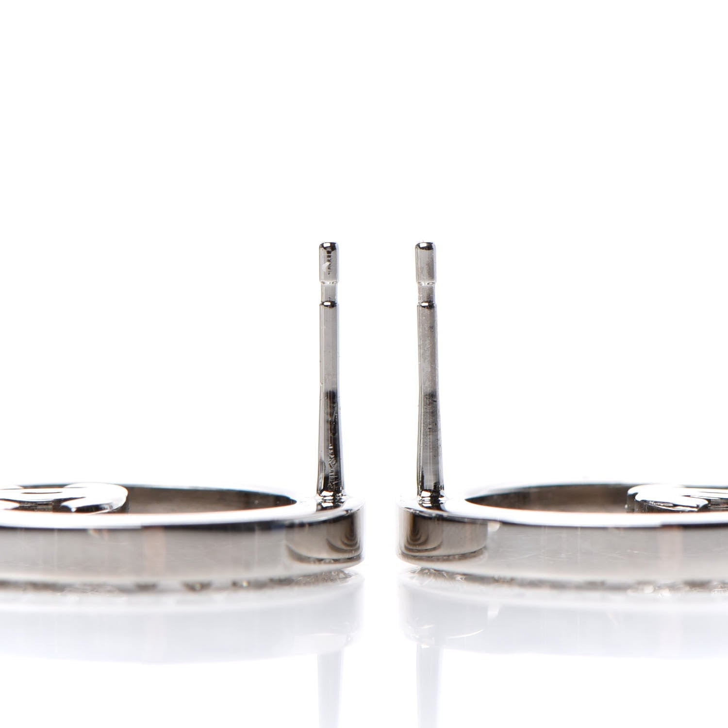 Chanel Crystal CC Round Earrings Silver 3 of 5