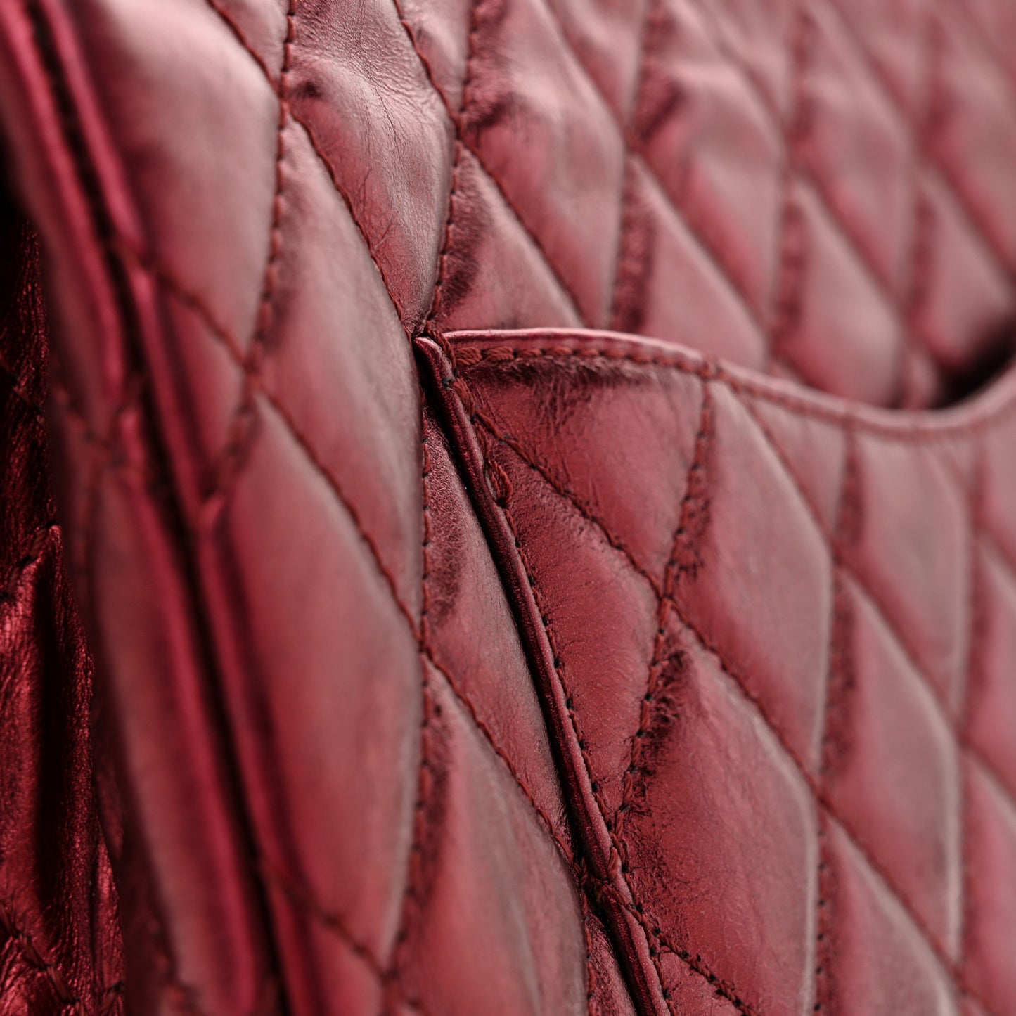 Metallic Aged Calfskin Quilted 2.55 Reissue 227 Flap Dark Red