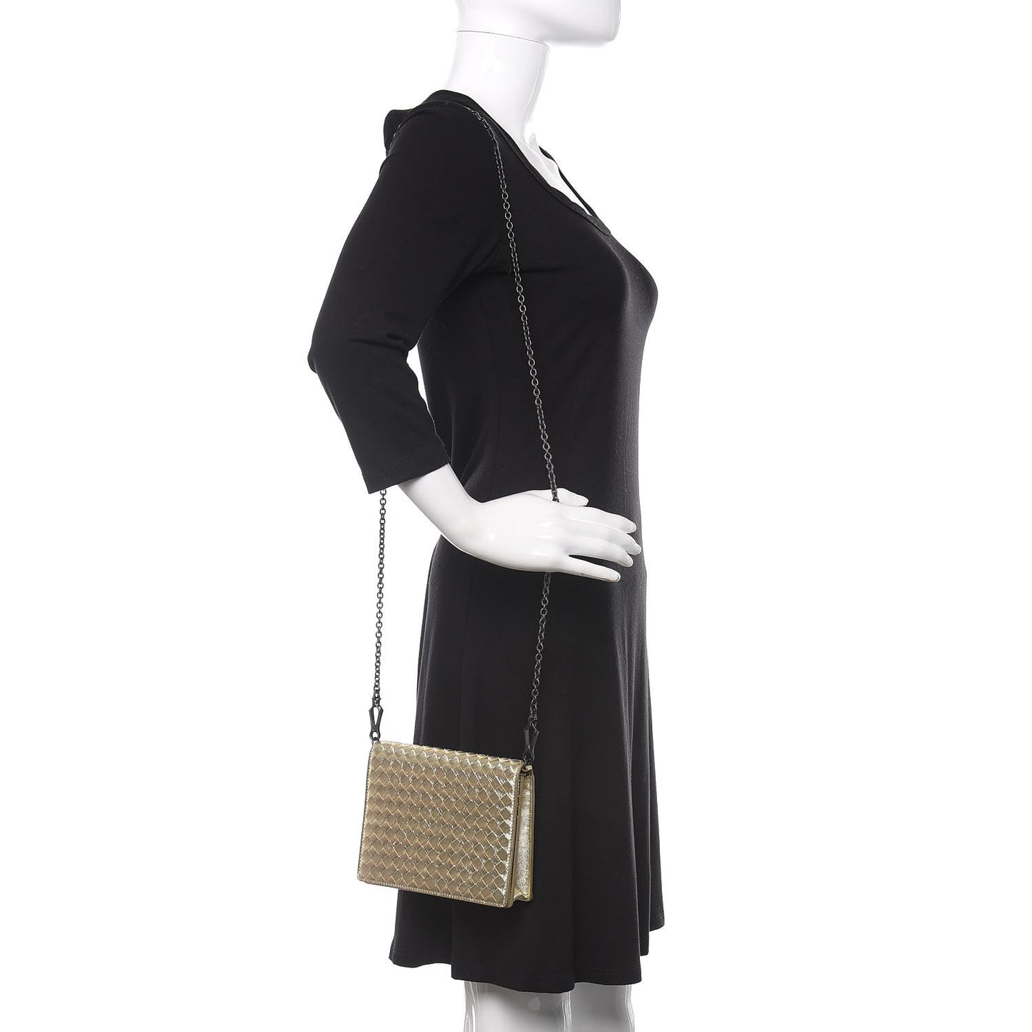 Metallic Intrecciato Grosgrain Montebello Crossbody Gold