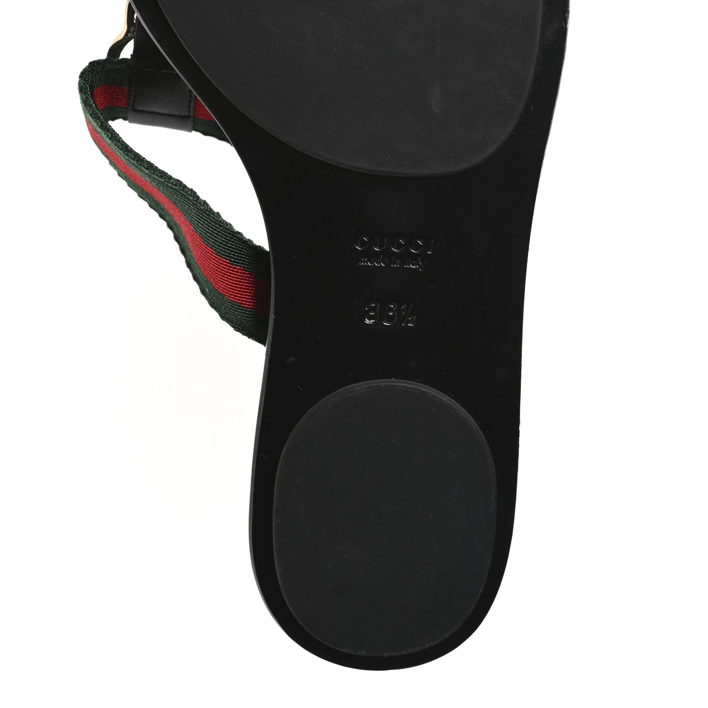 Nylon Guccissima Web Womens Thong Sandals 36.5 Green Red Black