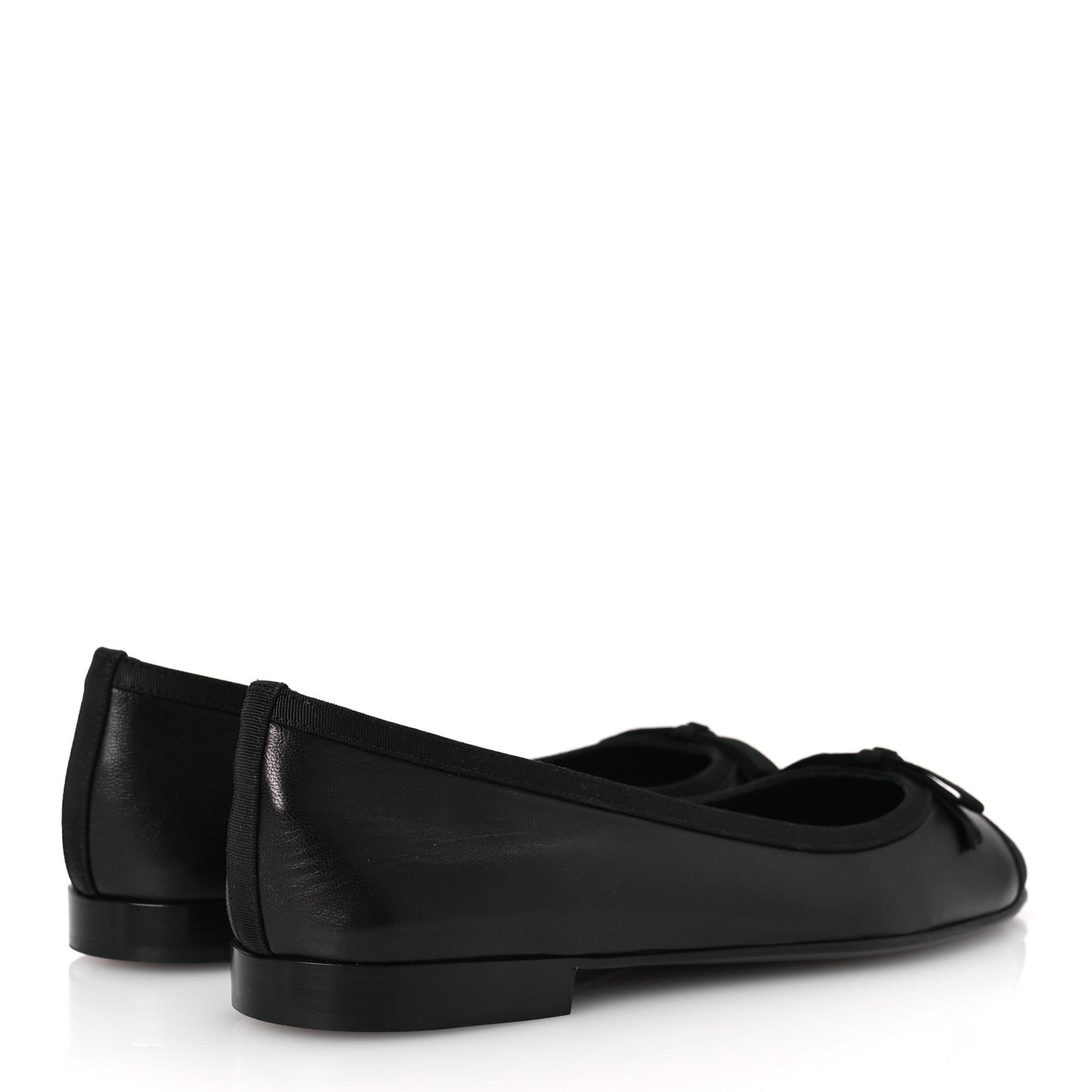 Goatskin Cap Toe Bow CC Ballerina Flats 38.5 Black