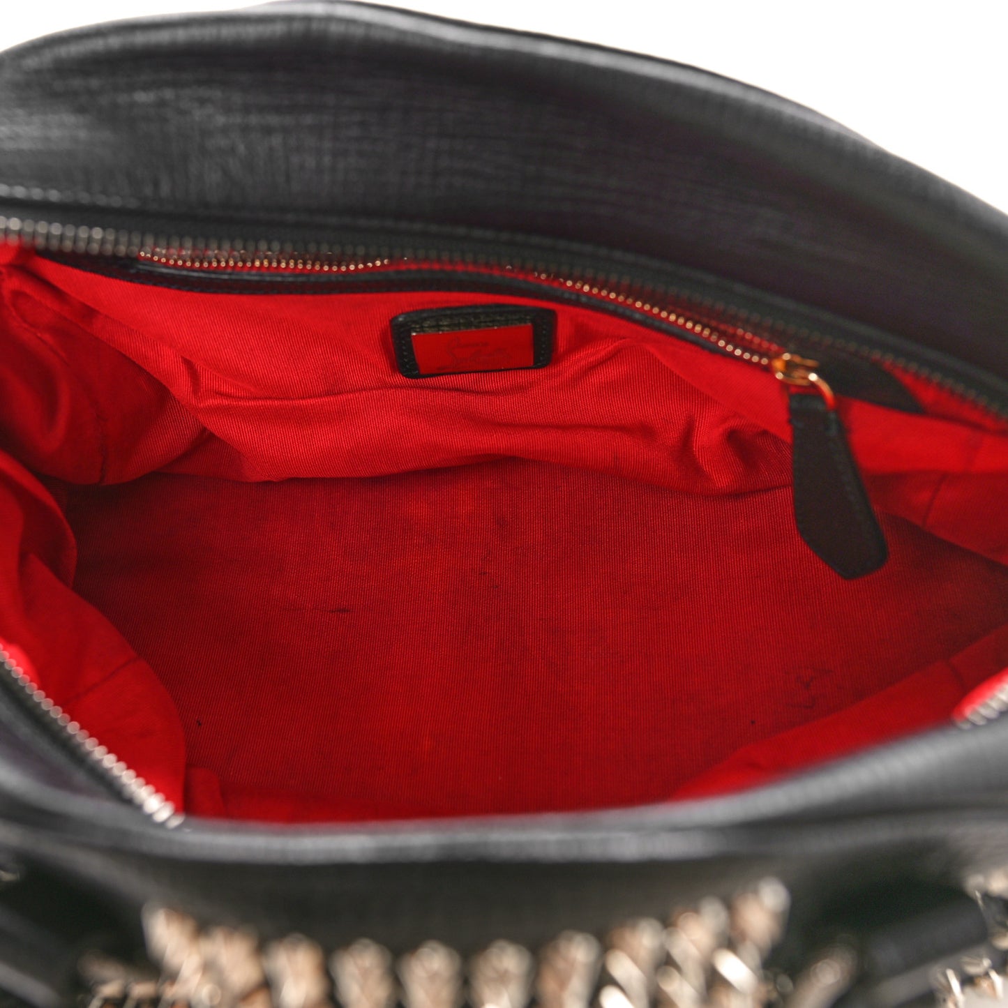 Grained Calfskin Studded Panettone Bowling Bag Black