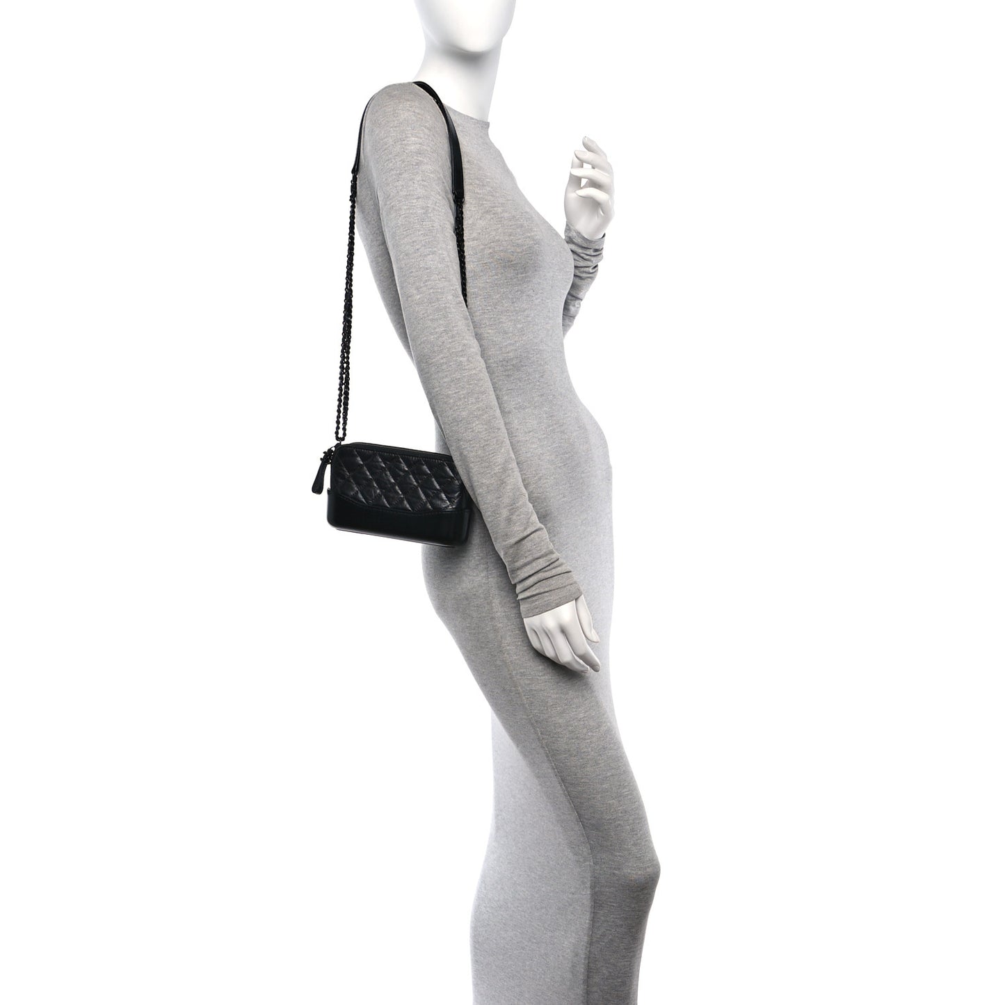 Aged Calfskin Quilted Small Gabrielle Clutch With Chain So Black