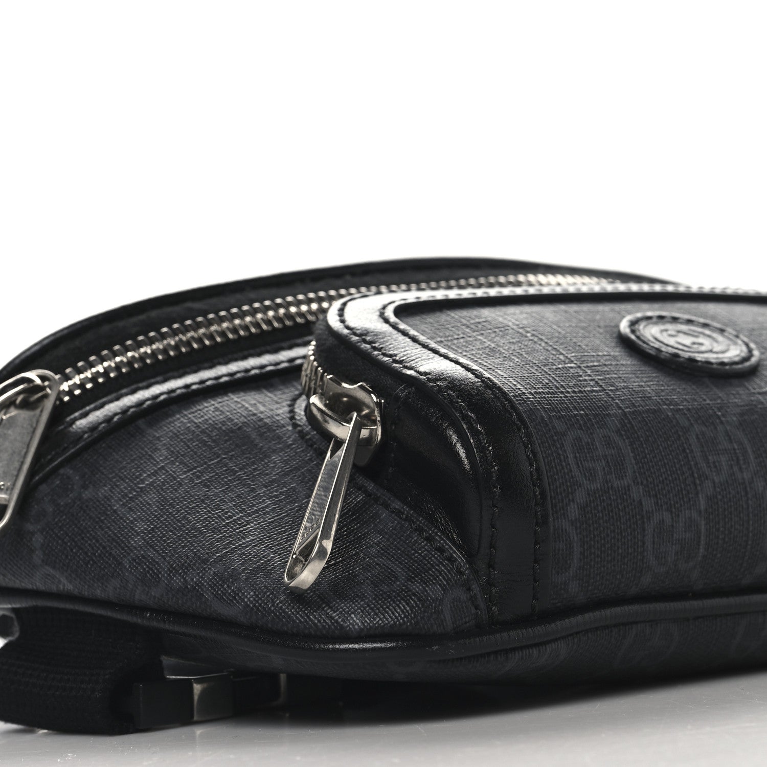 Gucci GG Supreme Monogram Textured Calfskin Retro Interlocking G Belt Bag Black 9 of 11