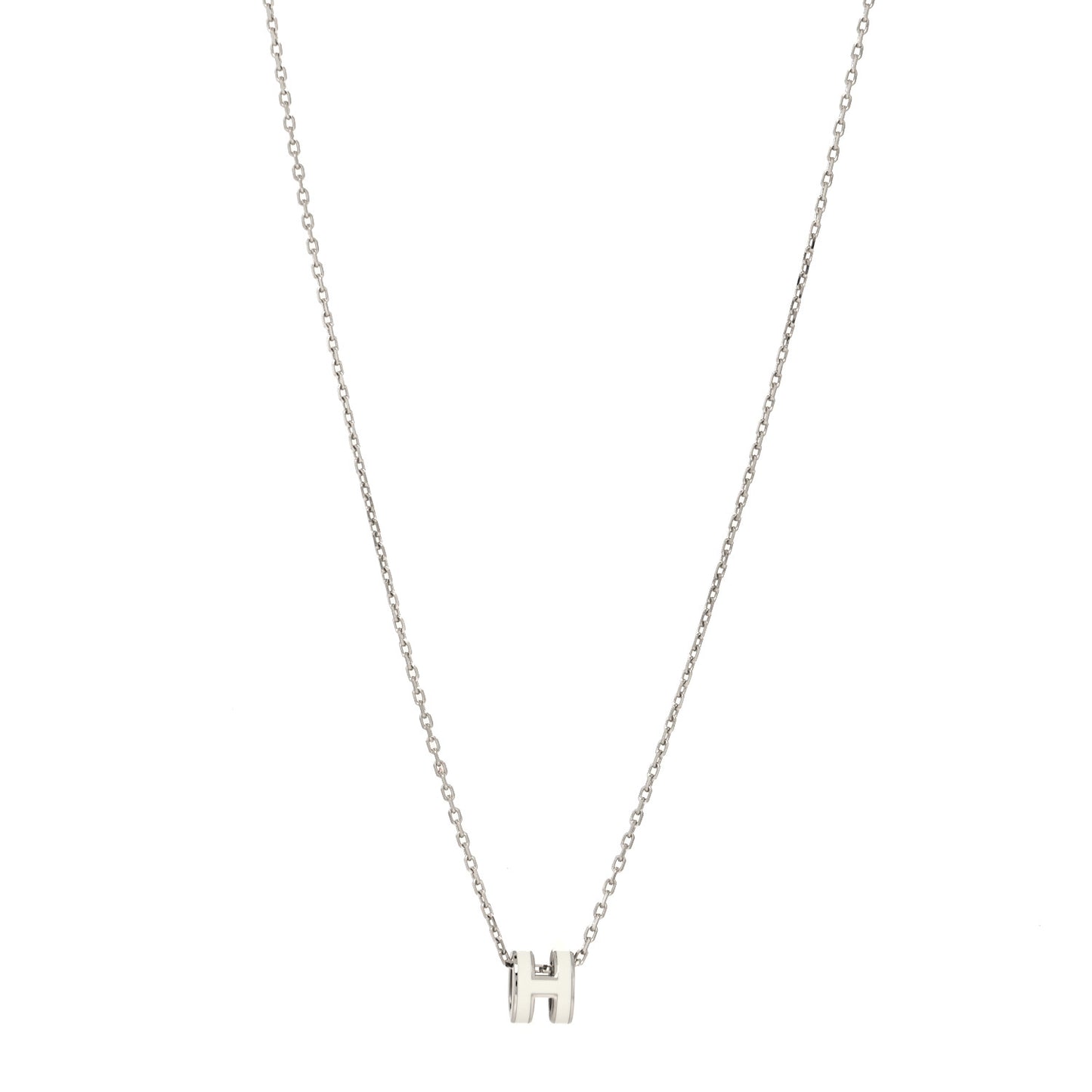 Lacquered Palladium Mini Pop H Pendant Necklace White