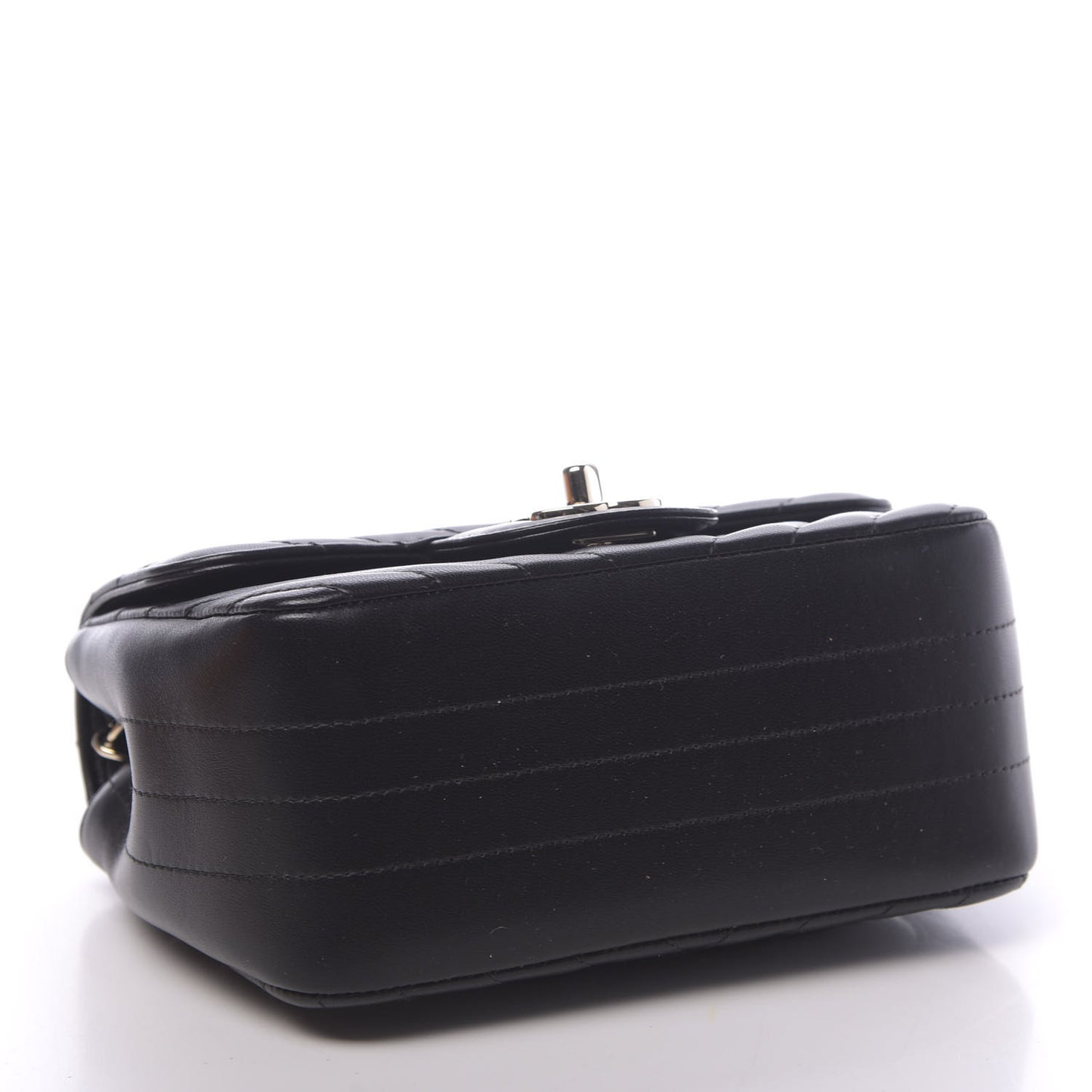 Lambskin Chevron Quilted Mini Square Flap Black