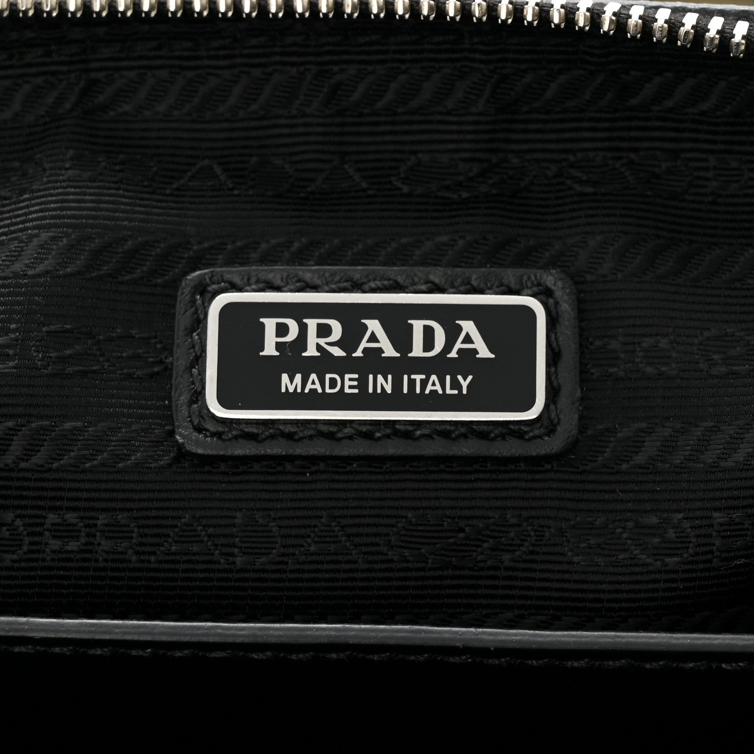 Prada Saffiano Cuir Triangle Logo Embossed Triangle Shoulder Bag Black 6 of 13