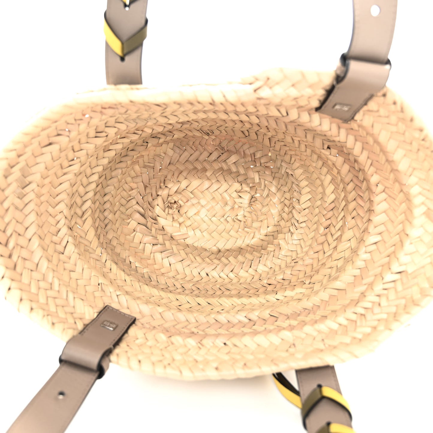 Raffia Braided Handle Small Basket Tote Bag Olive Sand