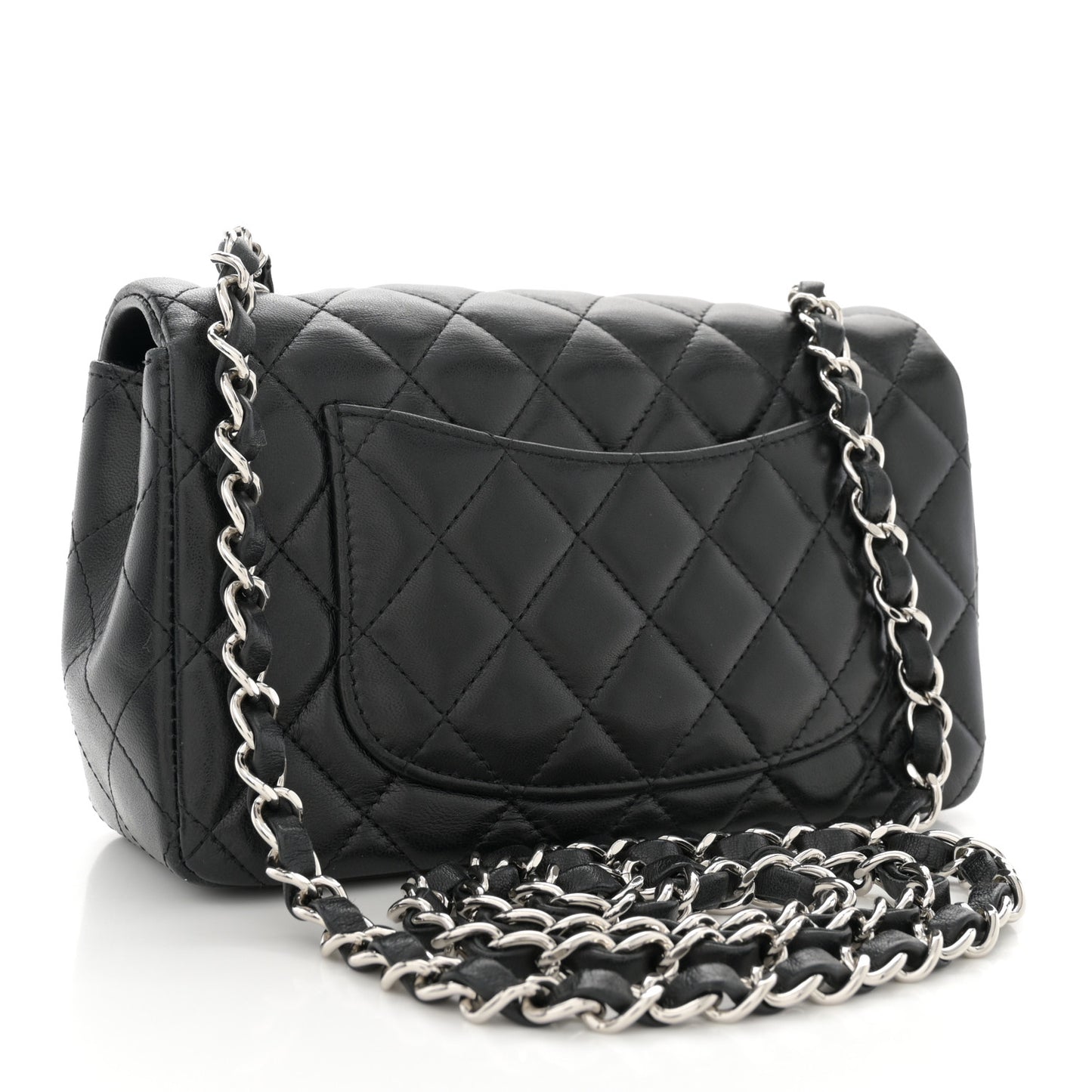 Lambskin Quilted Mini Rectangular Flap Black