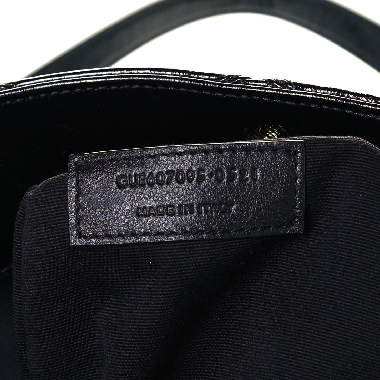 Crinkled Calfskin Quilted East West Shopping Tote Black