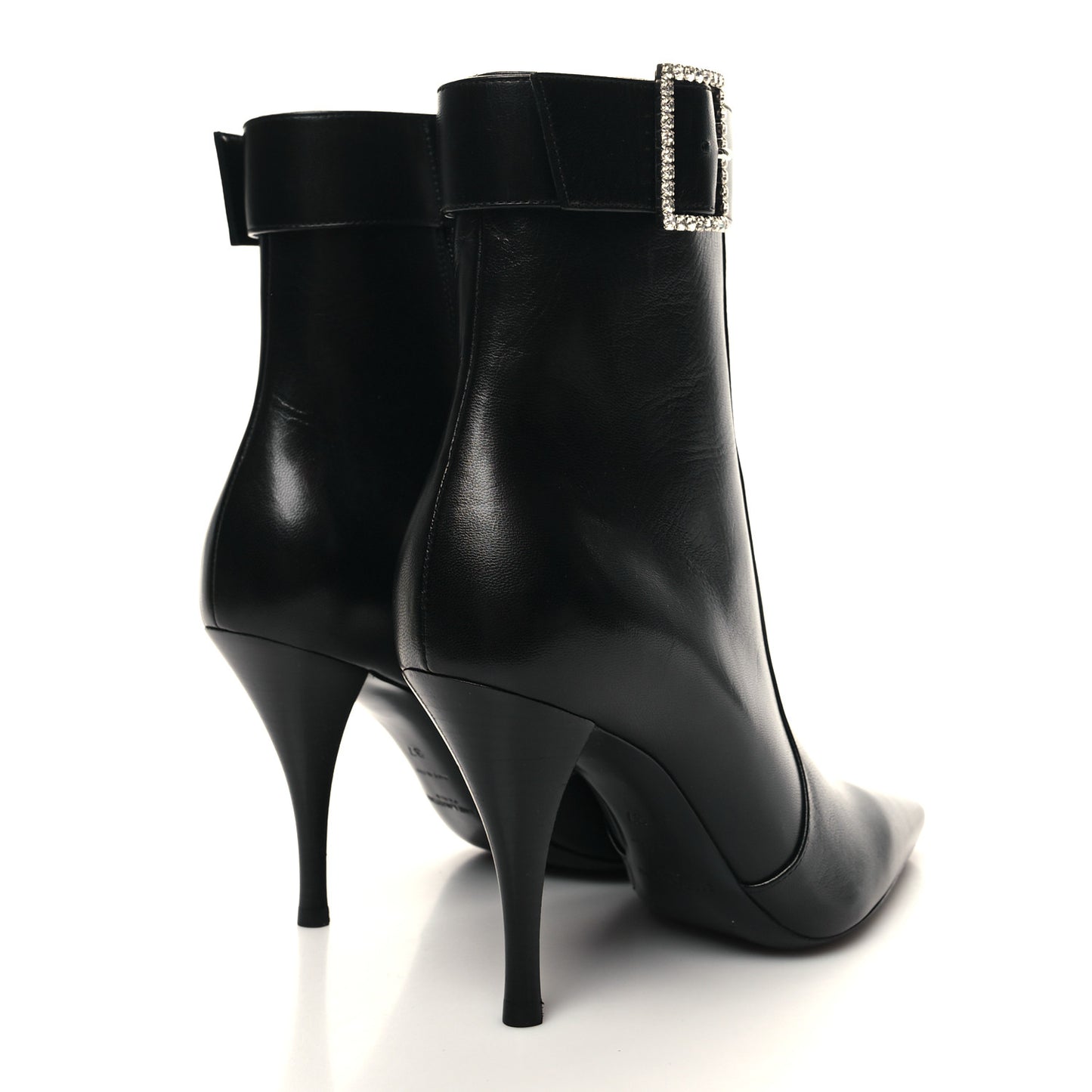 Goatskin Crystal Buckle Claude 90 Ankle Booties 37 Black