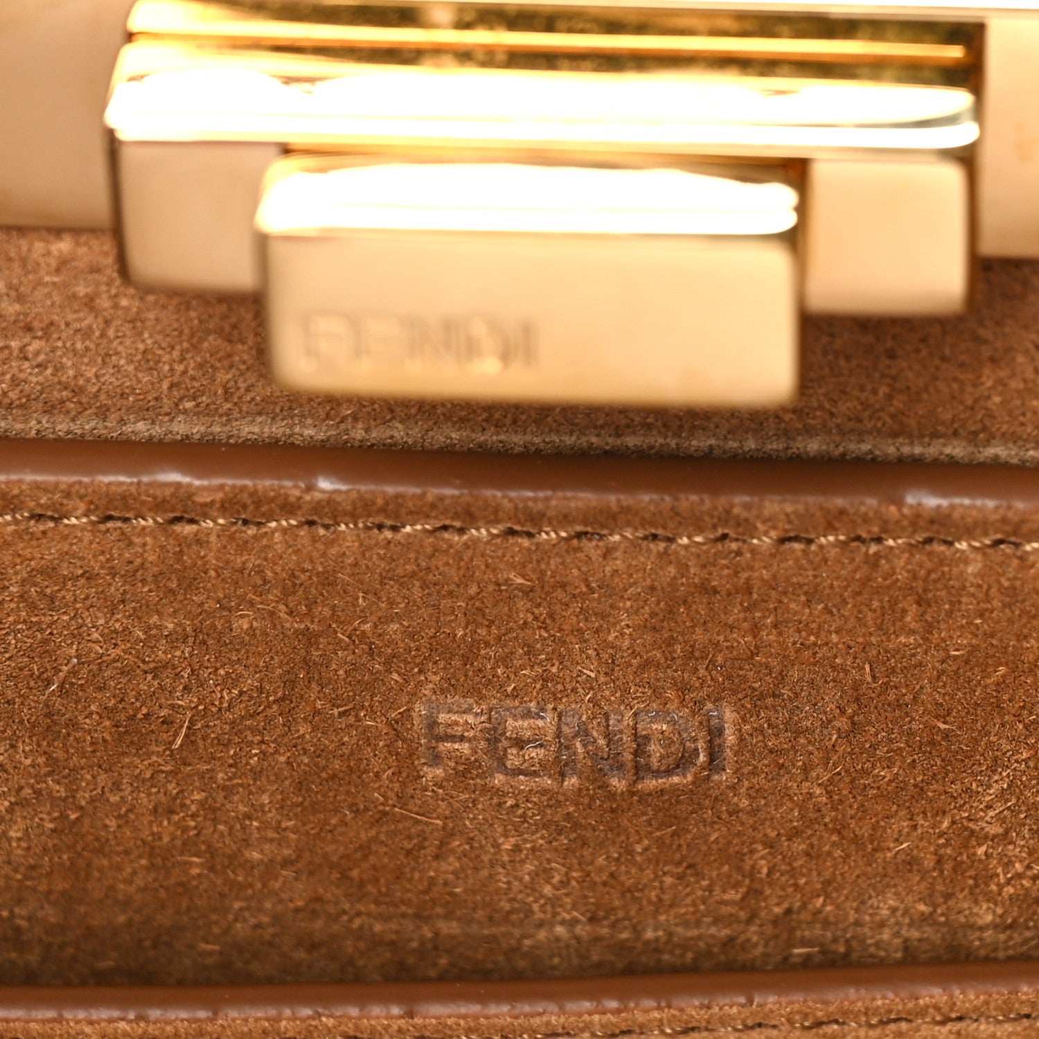 Fendi Flannel Woven Medium Peekaboo I SEE U Satchel Brown 7 of 9