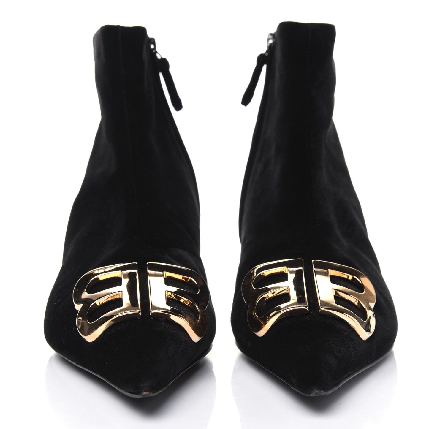 Velvet BB Pointy Toe Ankle Booties 38 Black Vintage