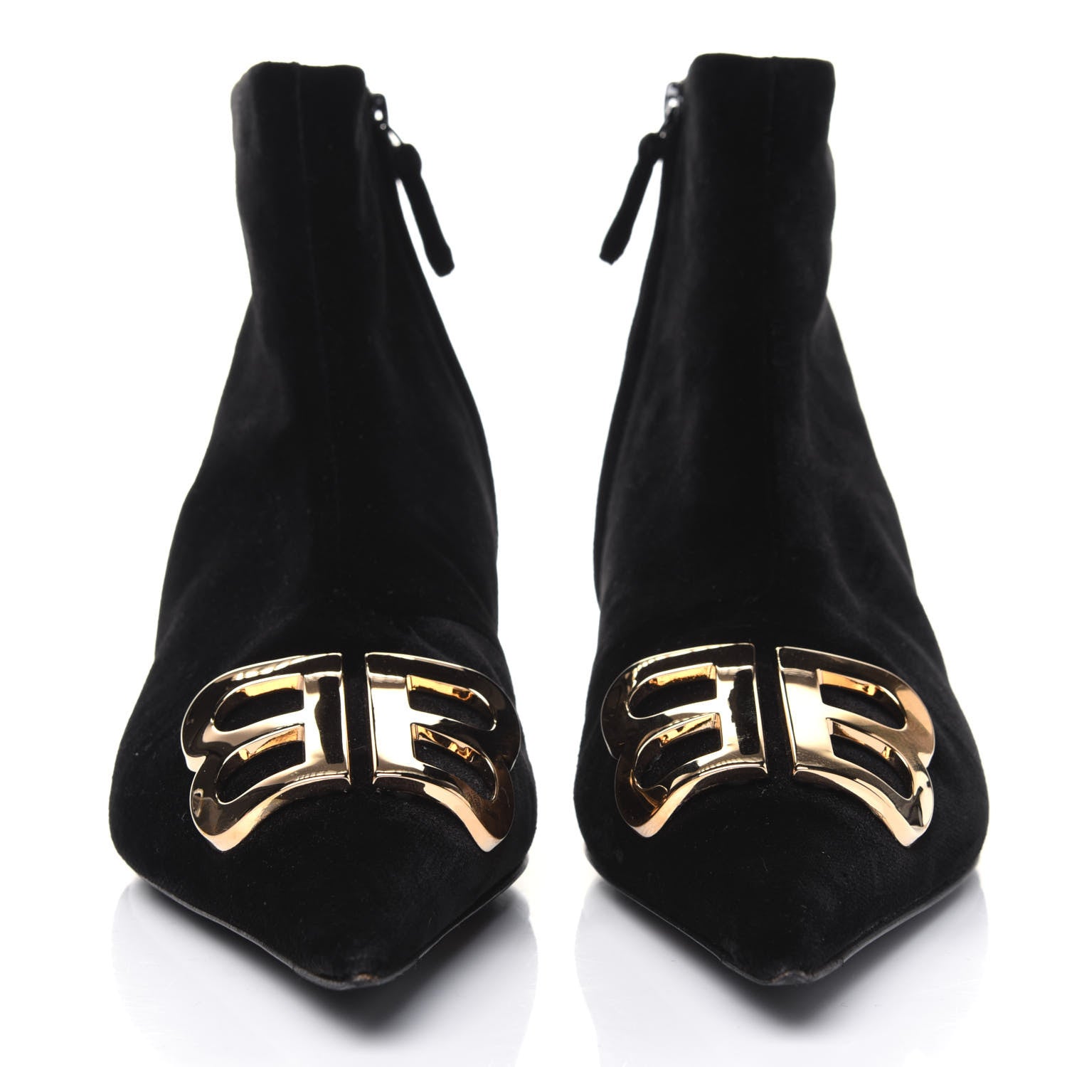 Balenciaga Velvet BB Pointy Toe Ankle Booties 38 Black Vintage 2 of 14