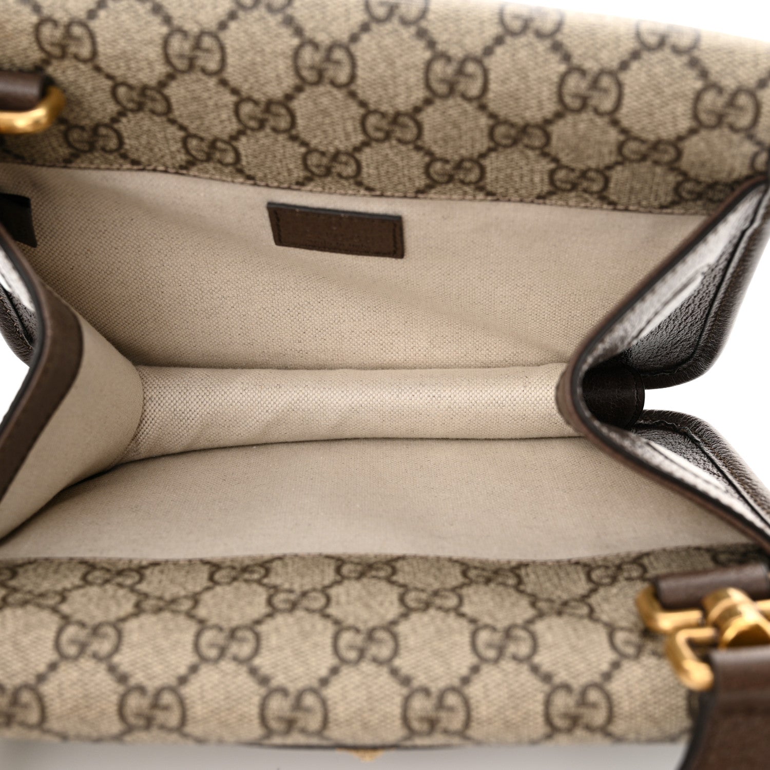 Gucci GG Supreme Monogram Web Small Neo Vintage Double Flap Messenger Bag Beige New Acero 5 of 11