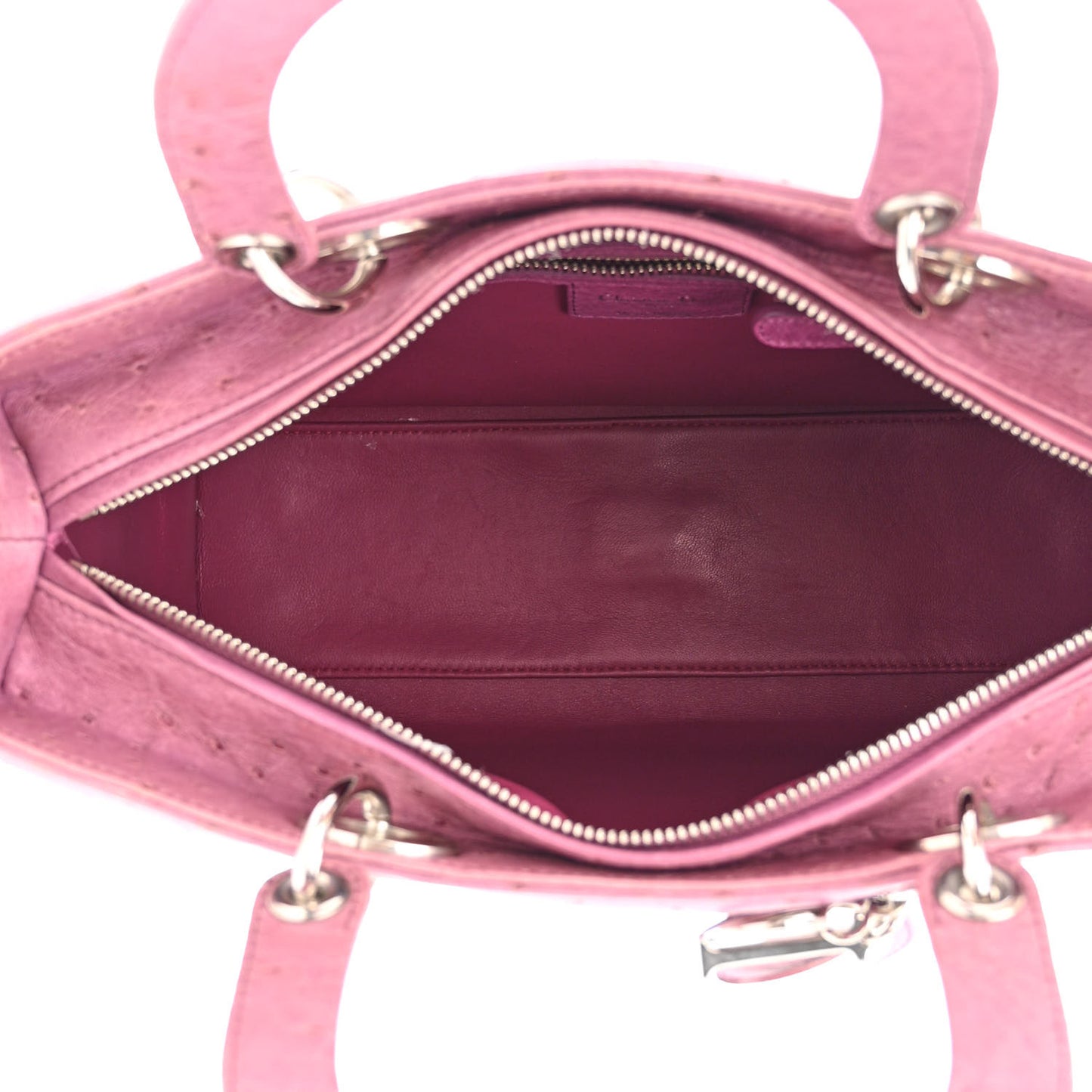 Ostrich Large Lady Dior Pink