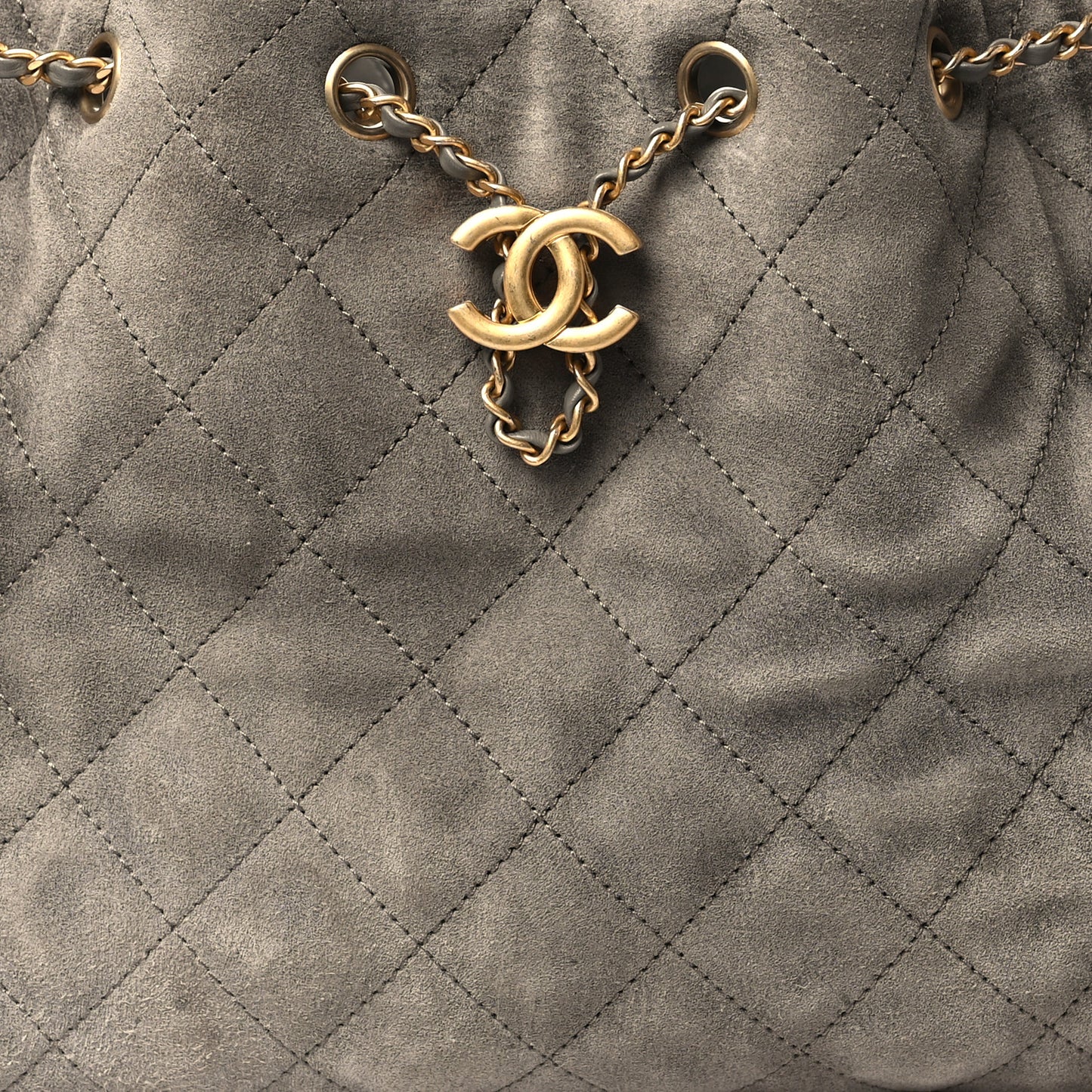 Suede Quilted Small Chanel 25 Handbag Grey