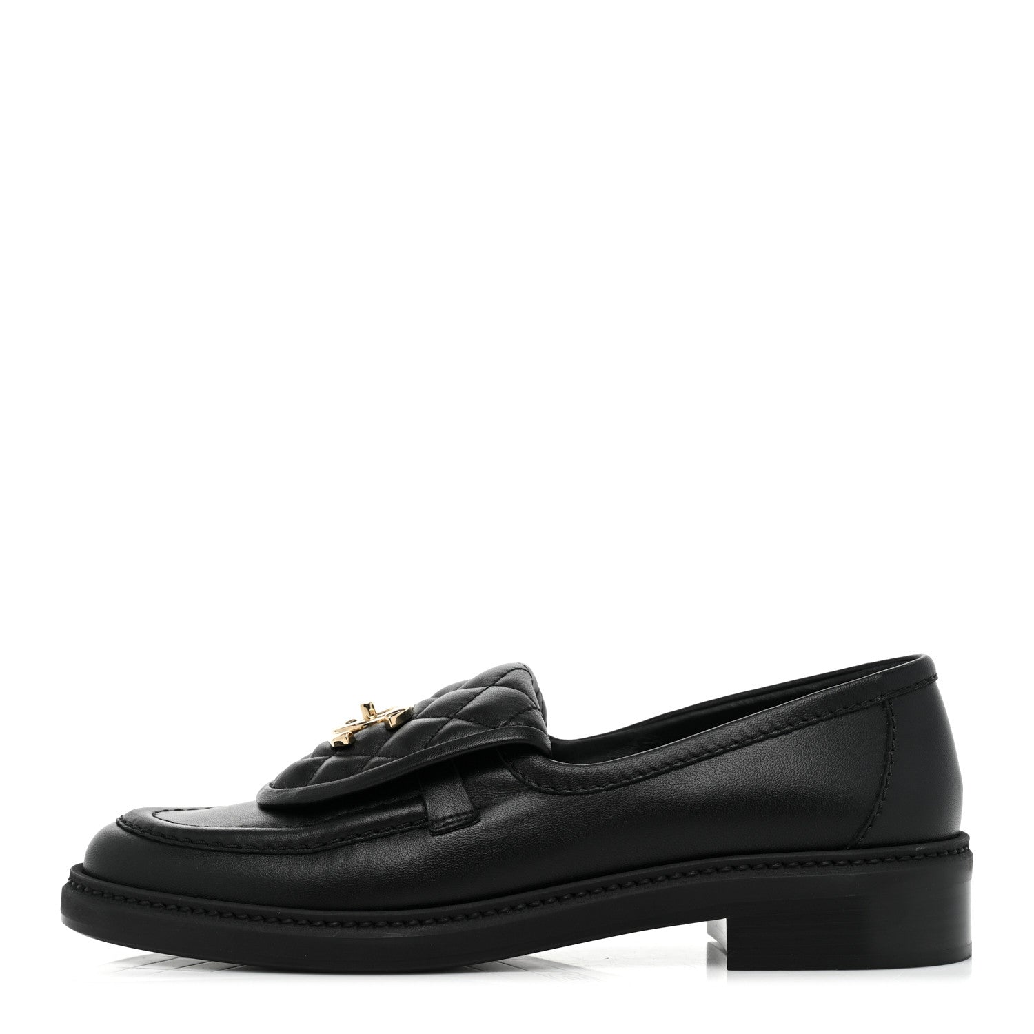 Chanel Lambskin Quilted CC Turnlock Loafers 37 Black 1 of 10