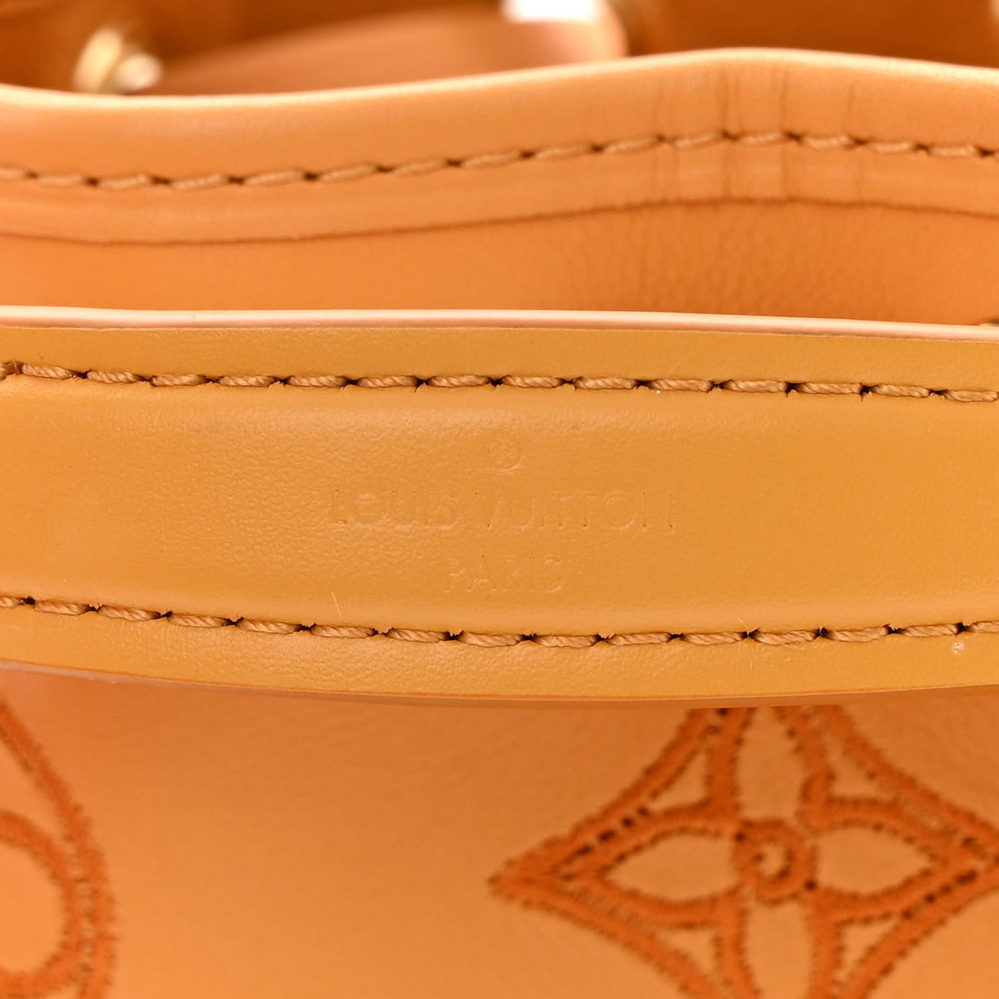 Perforated Calfskin Monogram Nano Noe Safran Yellow
