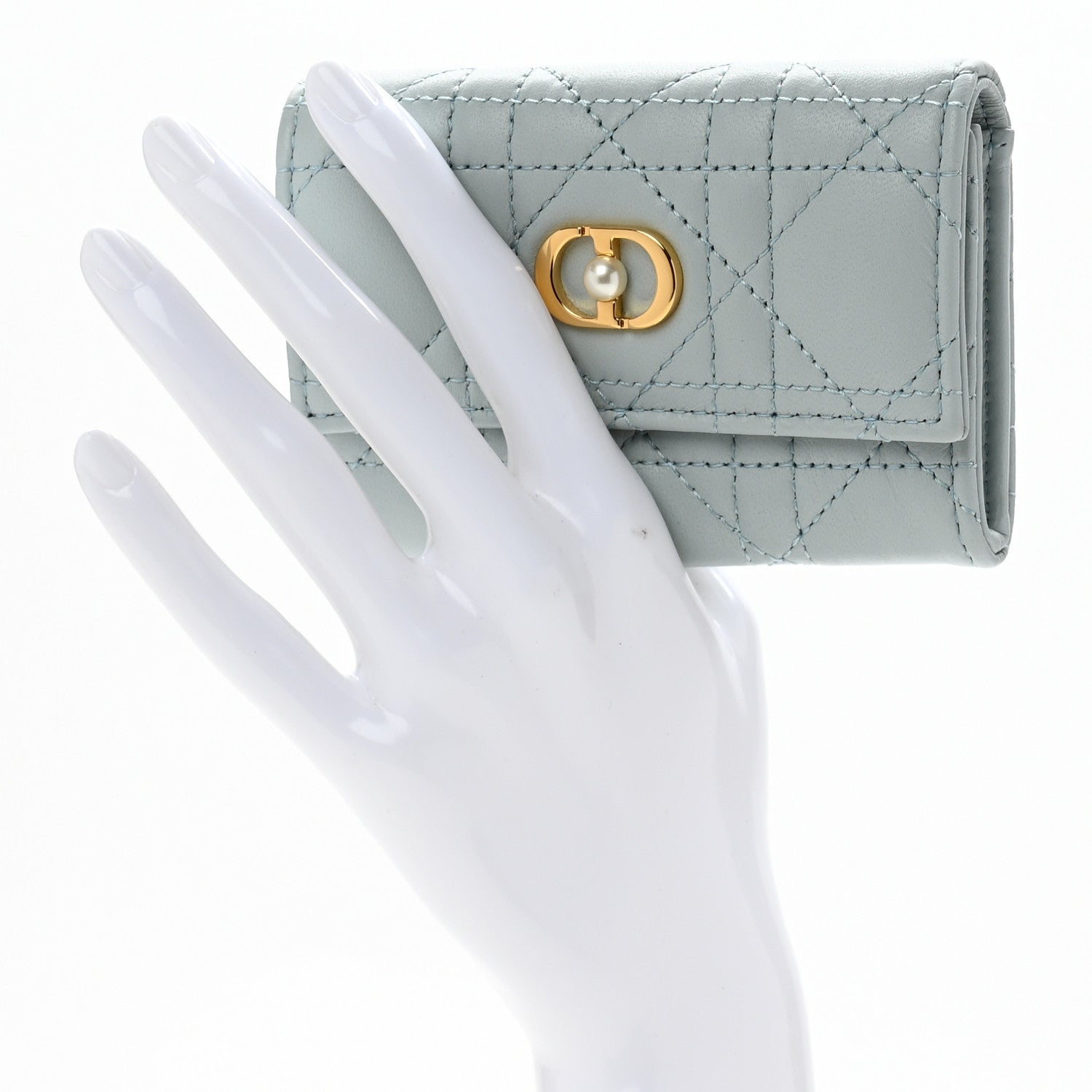 Christian Dior Lambskin Cannage Jolie Glycine Wallet Placid Blue 2 of 8