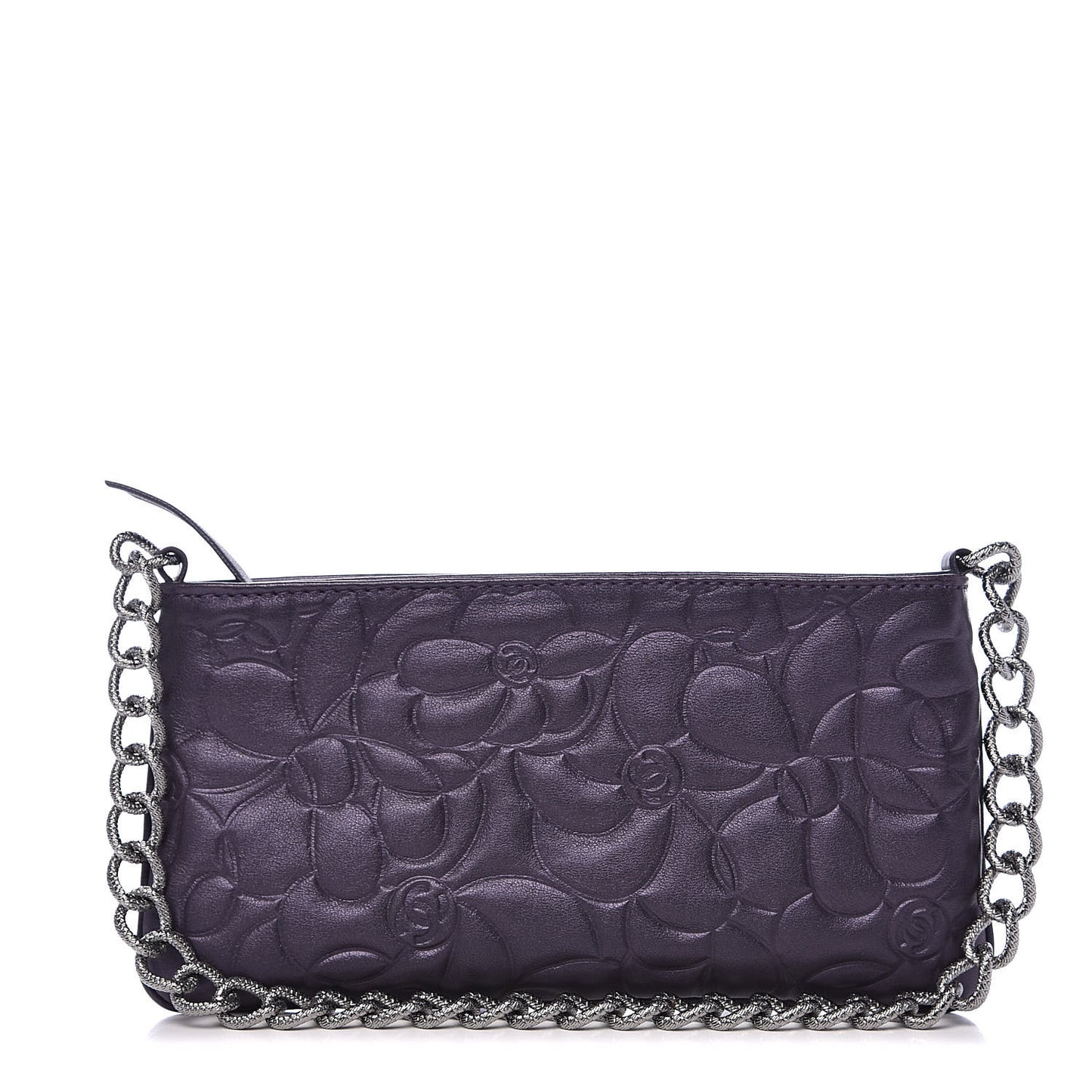 Lambskin Camellia Evening Bag Purple