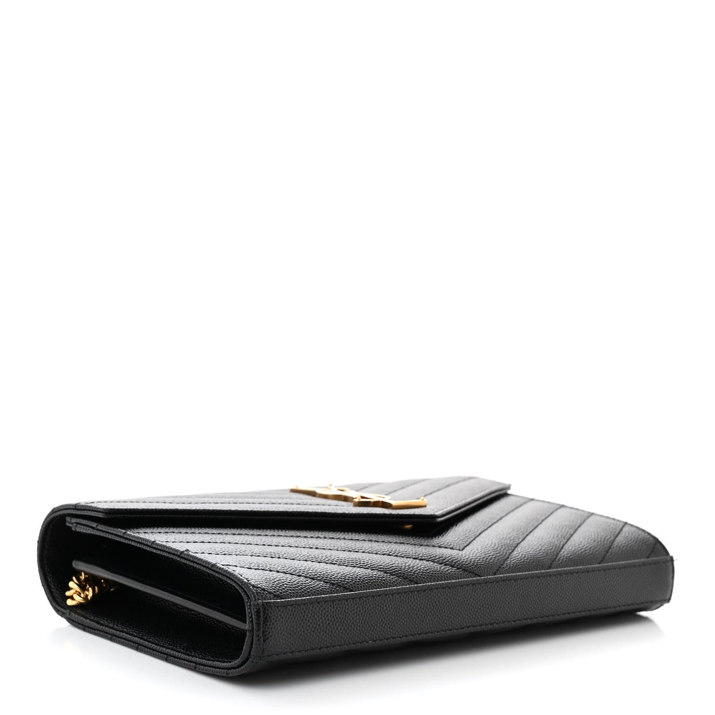 Grain De Poudre Matelasse Chevron Monogram Chain Wallet Black