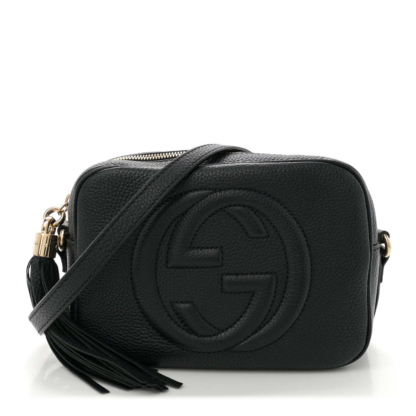 Pebbled Calfskin Small Soho Disco Bag Black