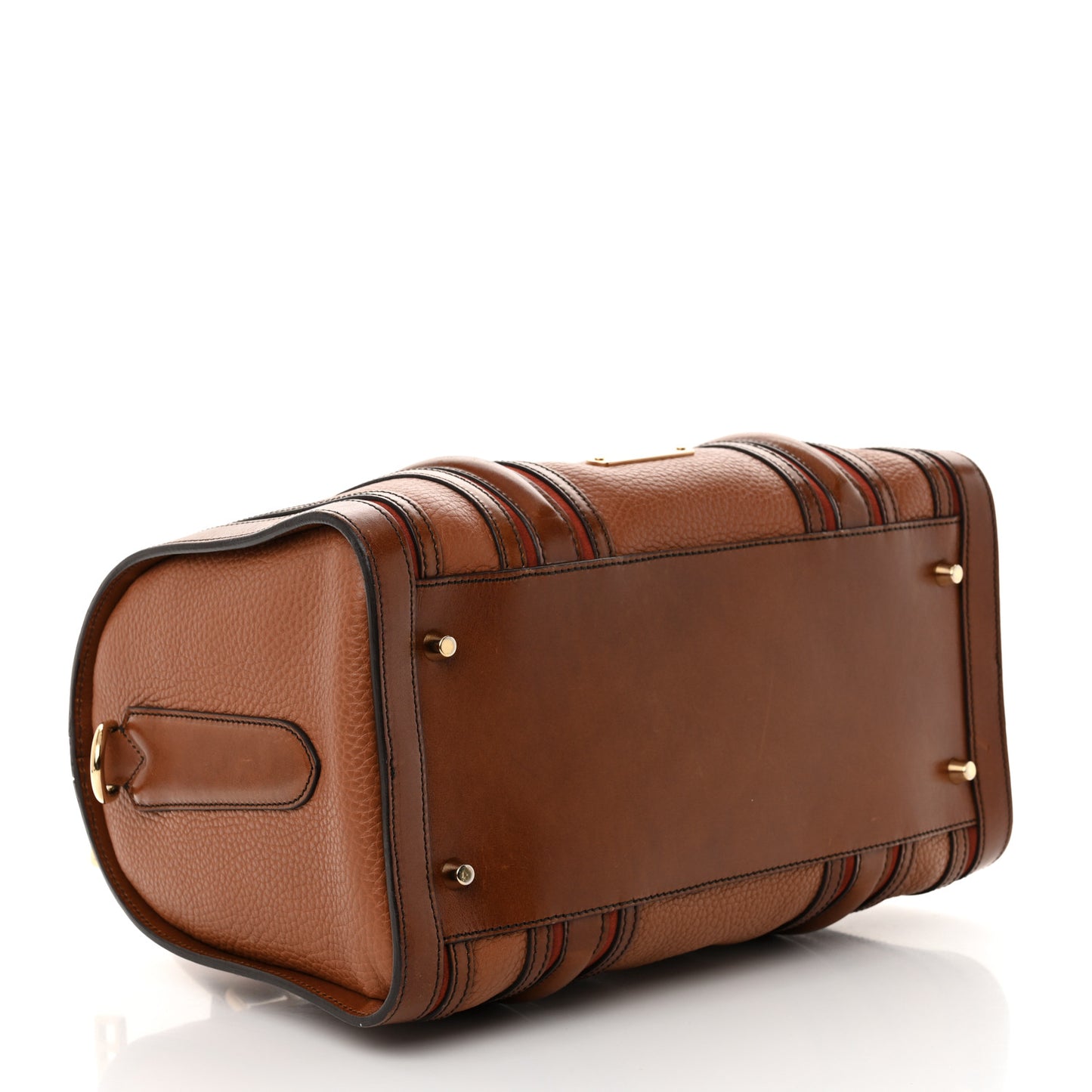 Grainy Calfskin Medium Alchester Bowling Bag Brown