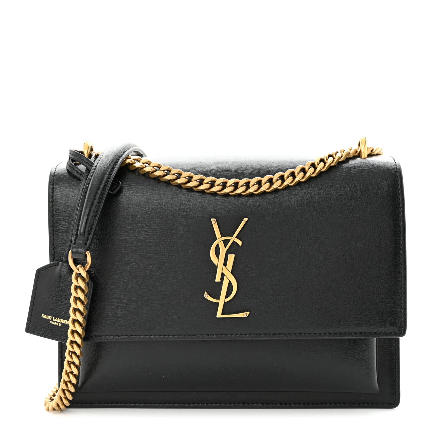 Smooth Calfskin Medium Monogram Sunset Satchel Black