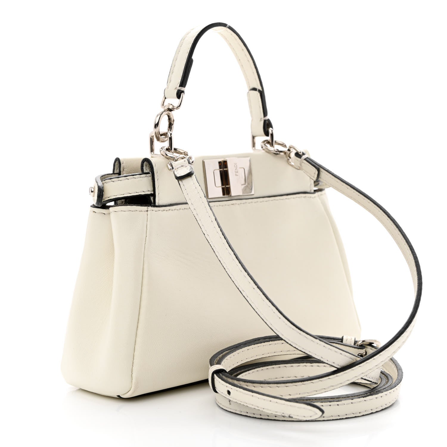 Fendi Shiny Nappa Micro Peekaboo Iconic Satchel White 3 of 11