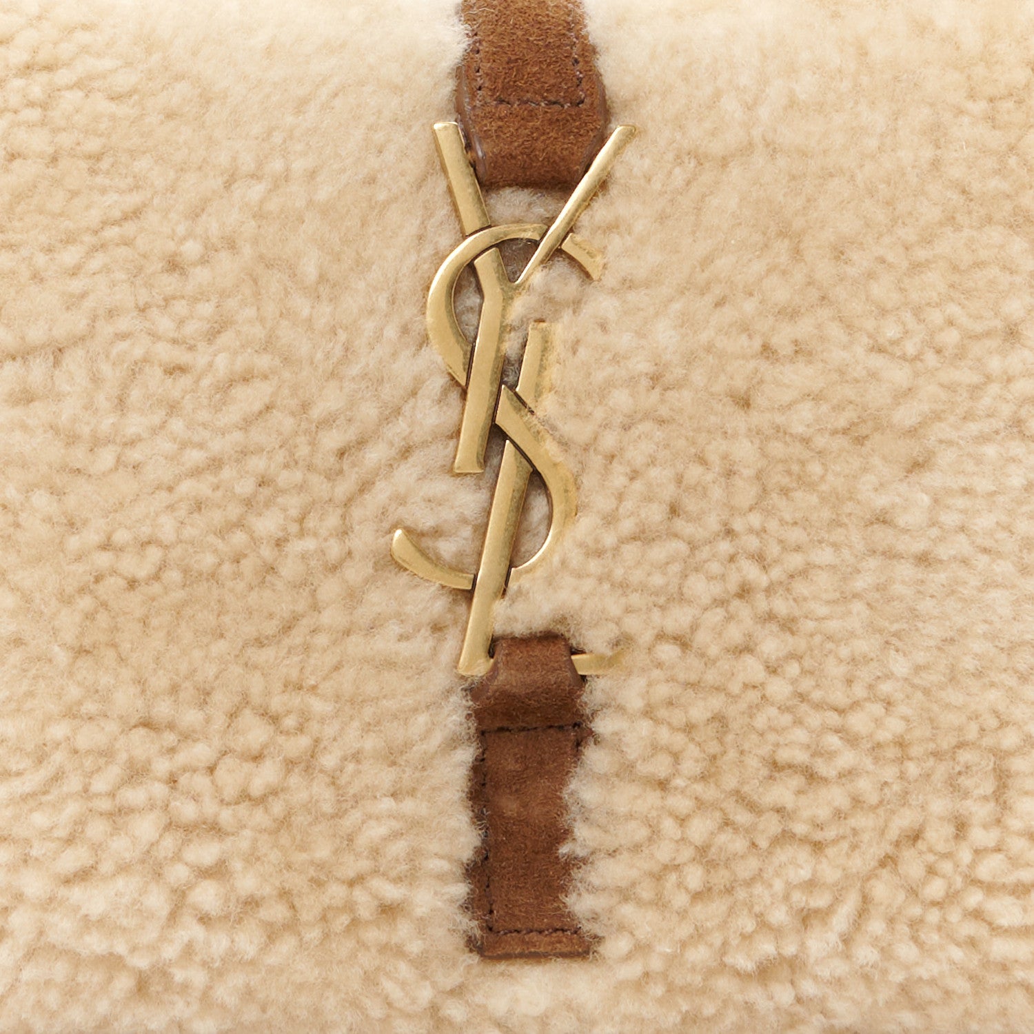 Saint Laurent Shearling Le 5 A 7 Mini Hobo Natural Beige 9 of 12