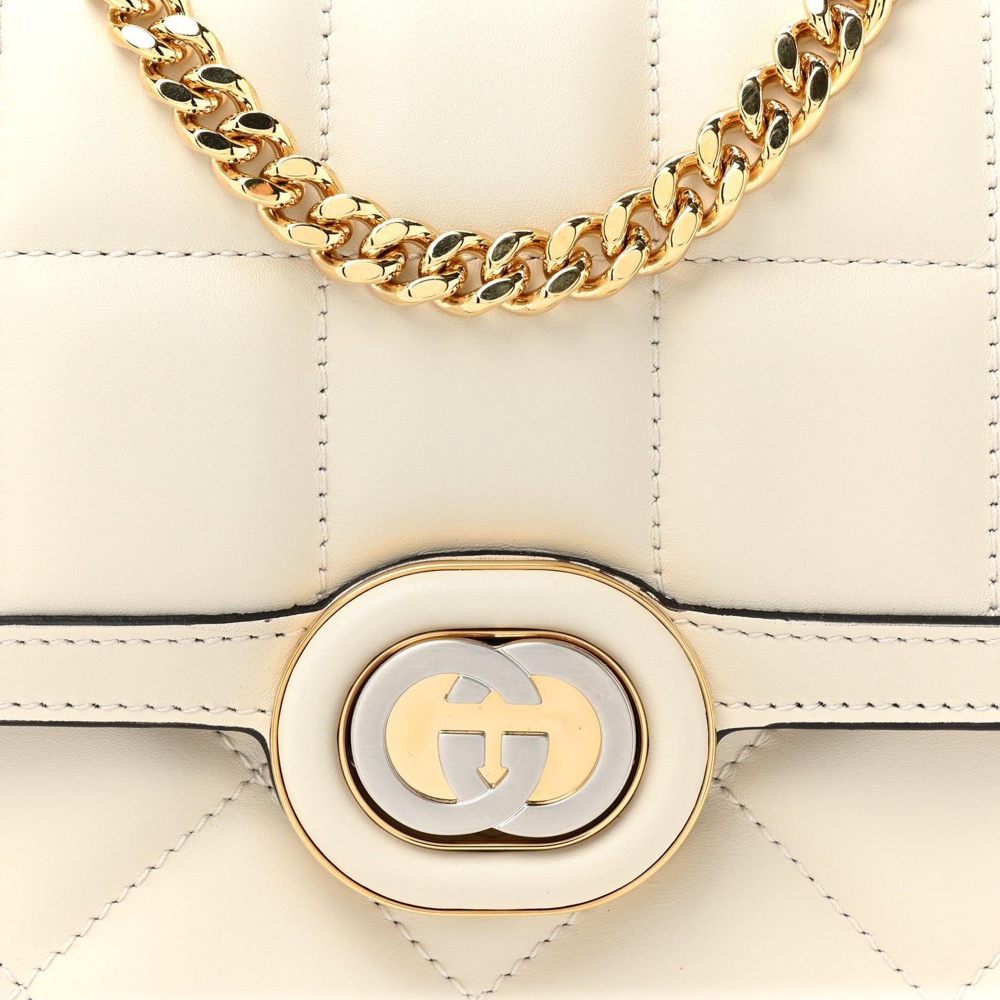 Calfskin Quilted Small Deco Shoulder Bag Mystic White