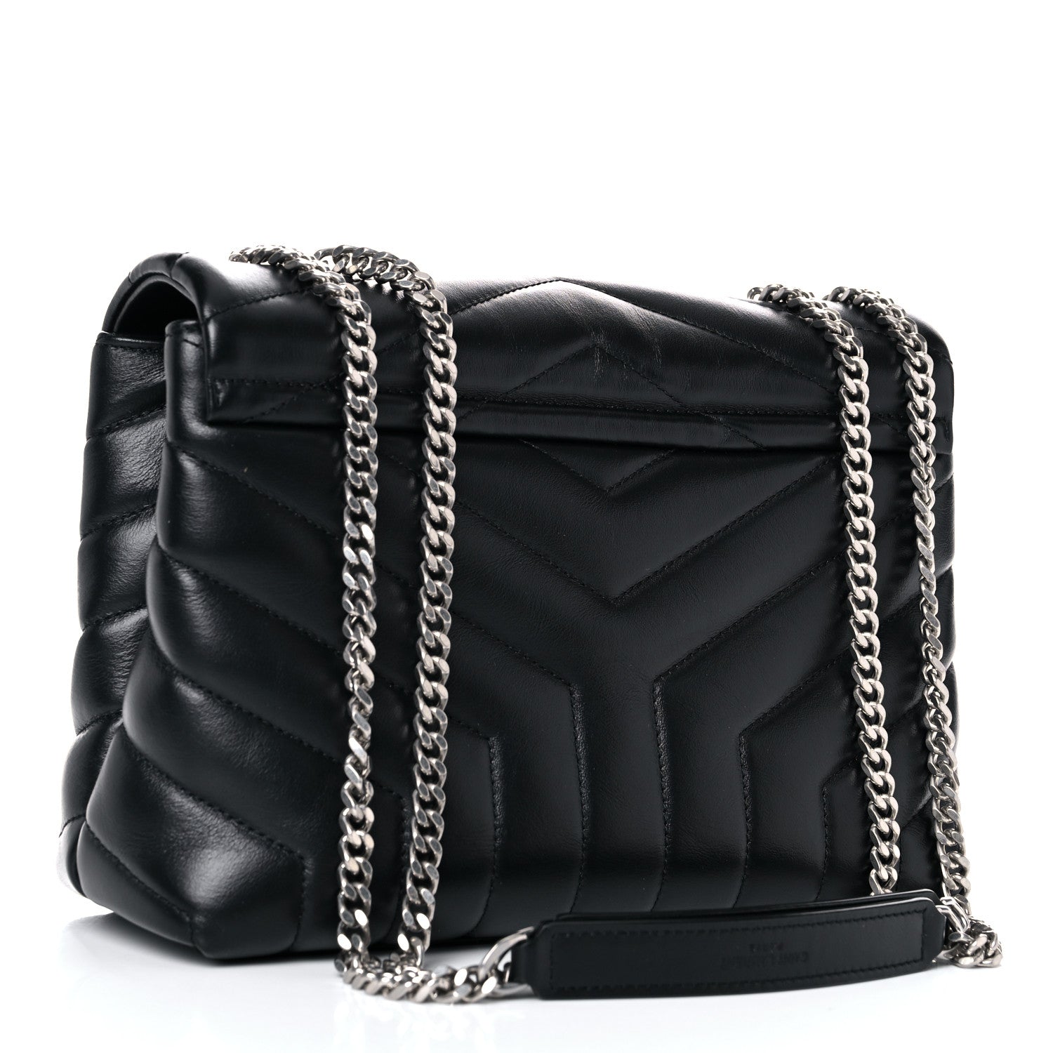 Saint Laurent Calfskin Y Quilted Monogram Small Loulou Chain Satchel Black 3 of 16