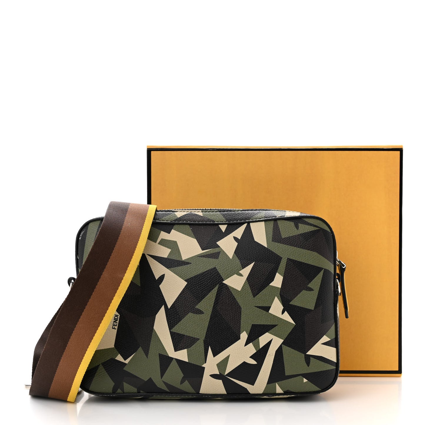 Textured Calfskin Bugs Camouflage Medium Camera Case Multicolor Military