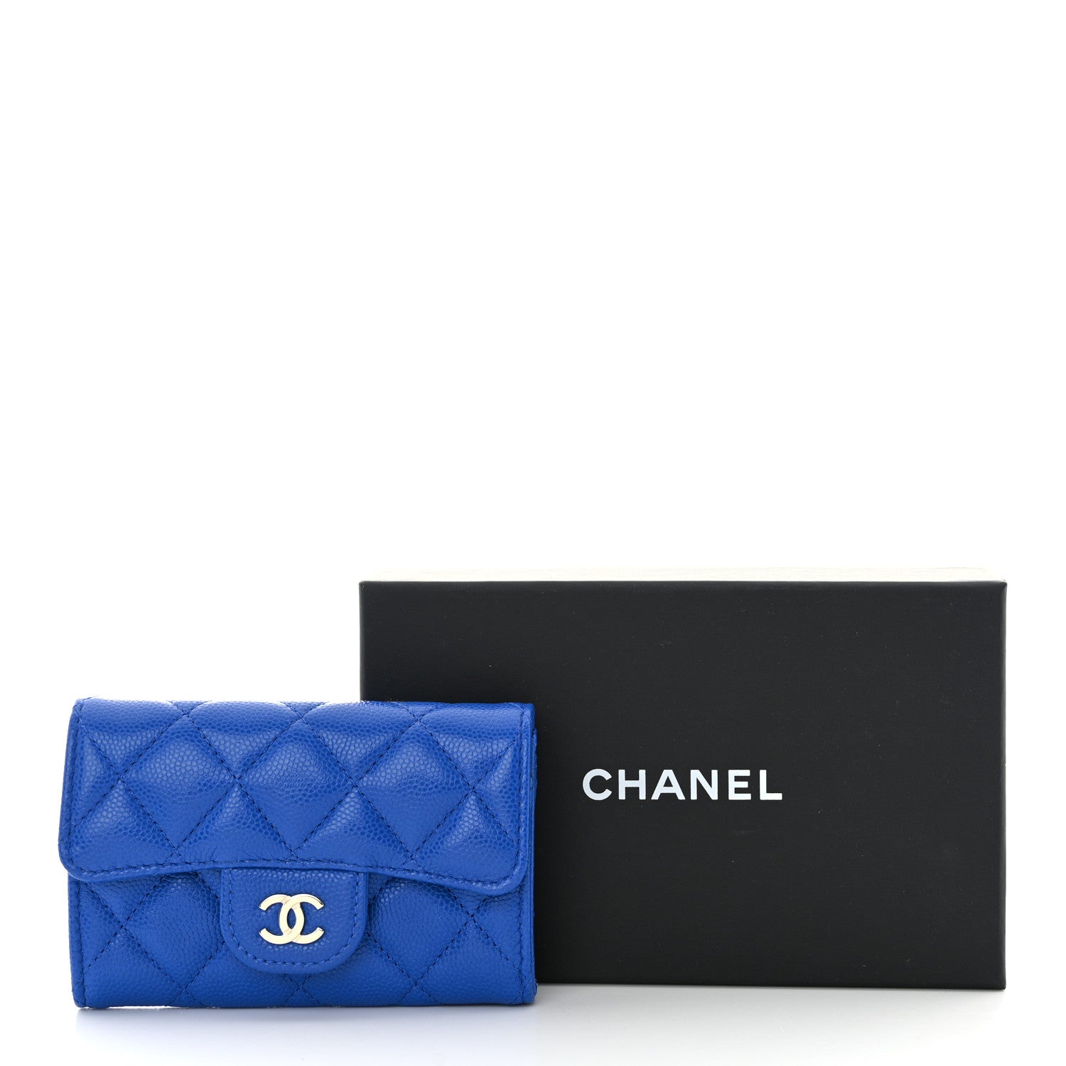 Chanel Caviar Quilted Flap Card Holder Wallet Blue 9 of 9