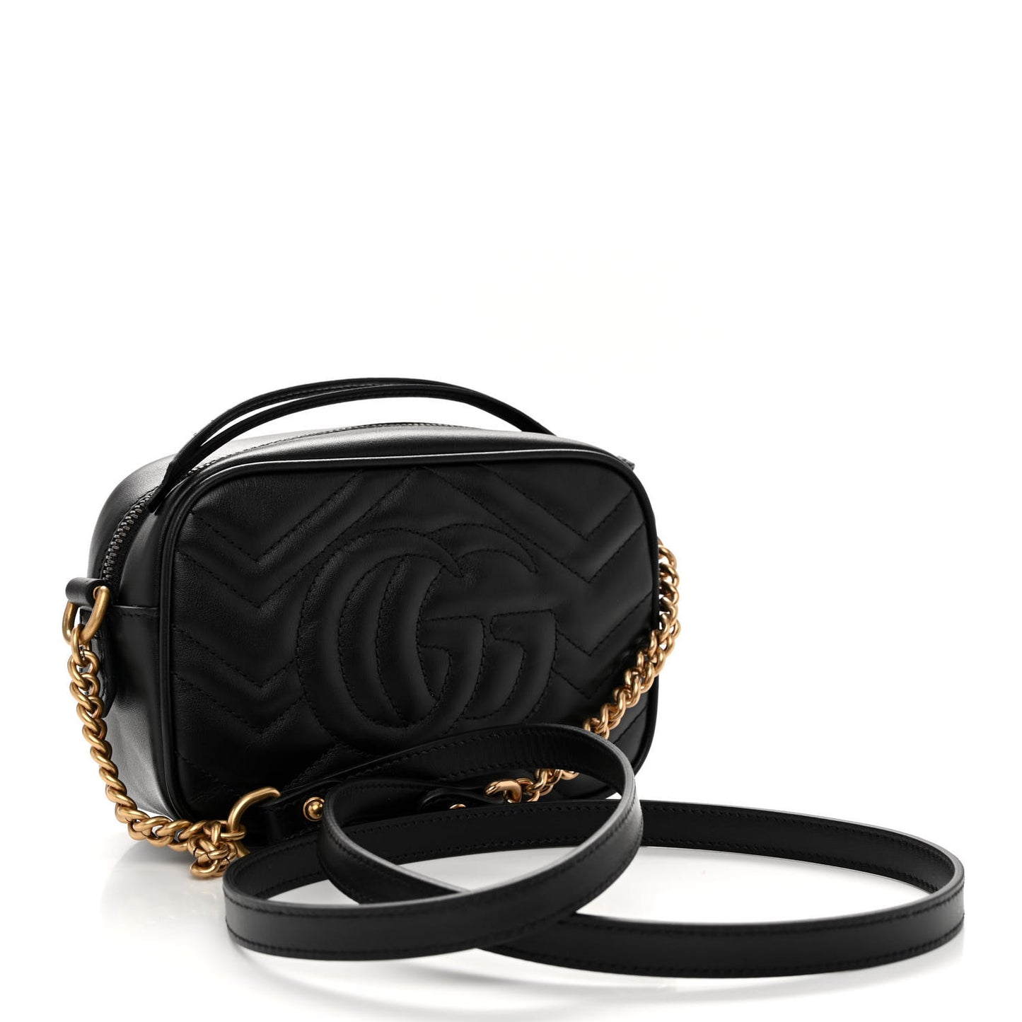 Calfskin Matelasse Mini GG Marmont Chain Shoulder Bag Black
