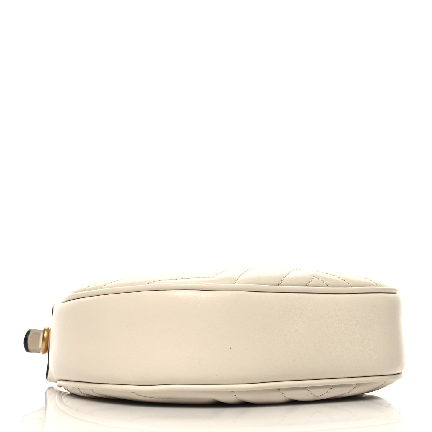Calfskin Matelasse Chevron Mini GG Marmont Half Moon Hobo Mystic White