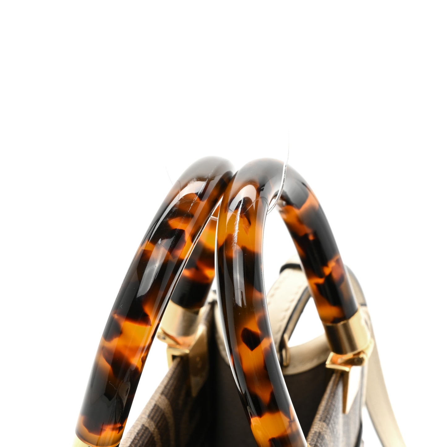 Glazed Fabric Vitello King Plexiglass FF 1974 Logo Hairdo Girls Inlay Mini Fendi Sunshine Shopper Tote Mogano Panna Multicolor
