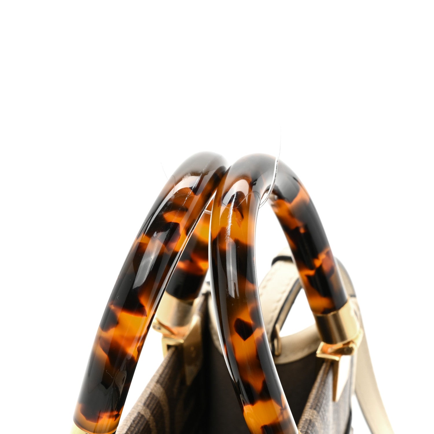 Fendi Glazed Fabric Vitello King Plexiglass FF 1974 Logo Hairdo Girls Inlay Mini Fendi Sunshine Shopper Tote Mogano Panna Multicolor 15 of 15