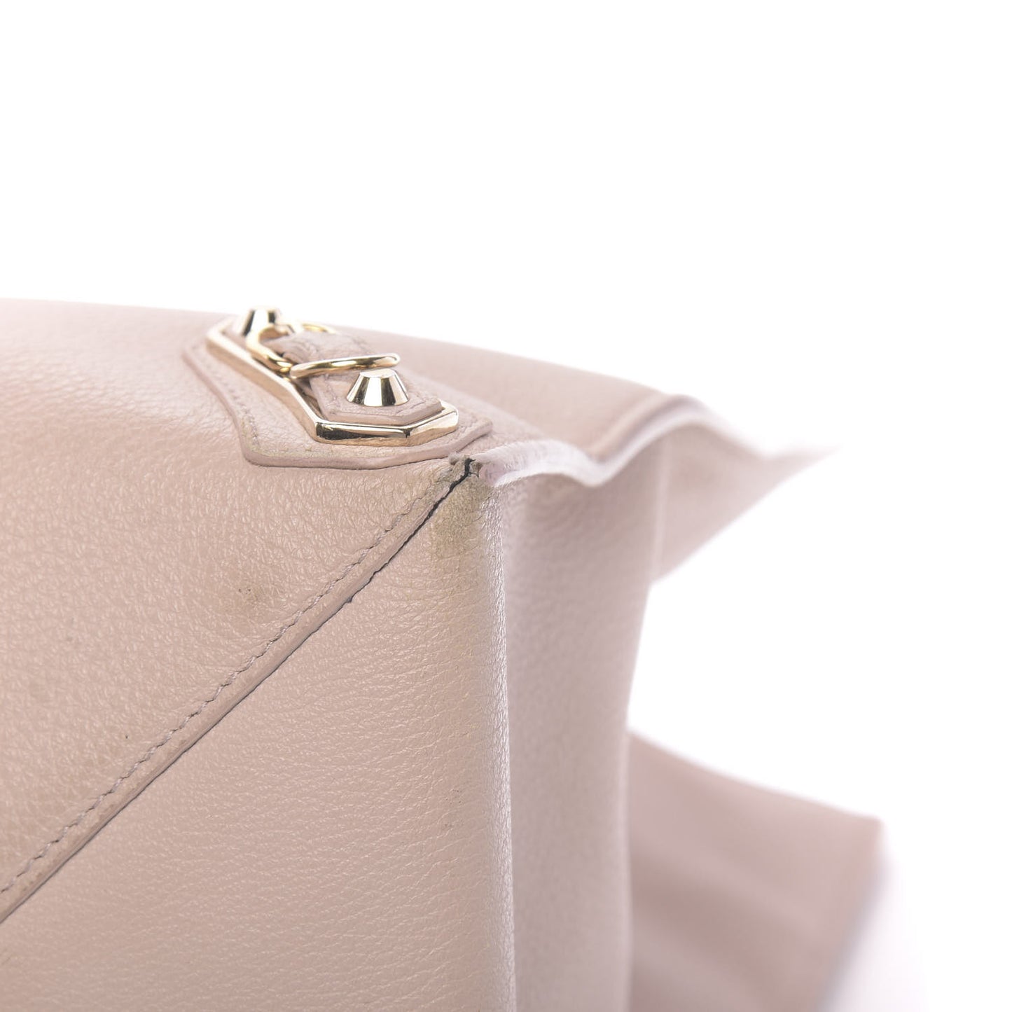 Grained Calfskin Gold Metallic Edge Hardware Papier A4 Tote Rose Poudre