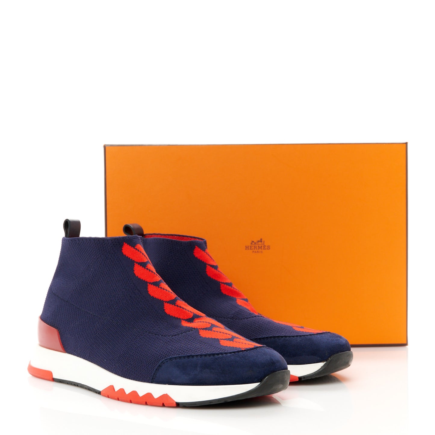 Knit Calfskin Velvet Womens Volo Sneakers 37.5 Bleu Diplomatique