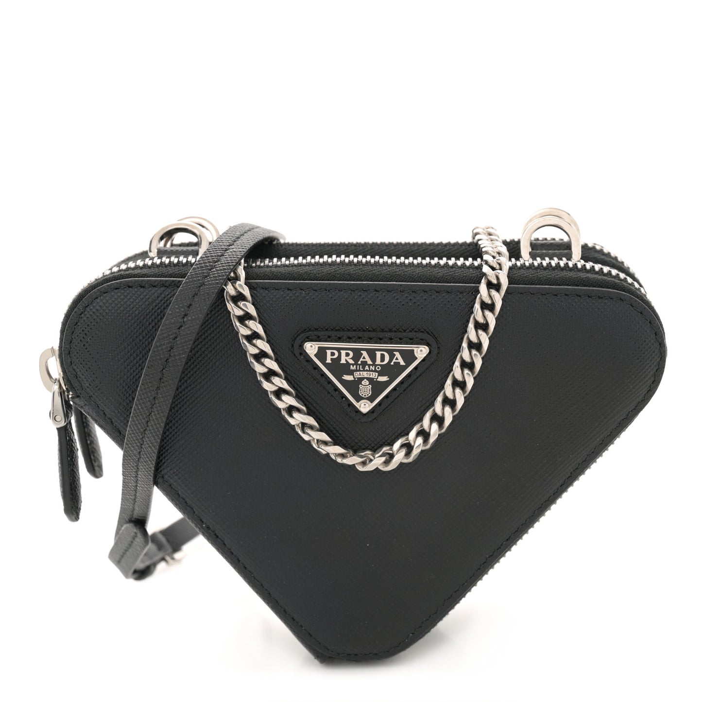 Saffiano Mini Triangle Crossbody Pouch Black