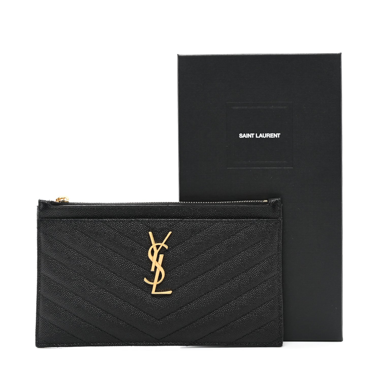 Grain De Poudre Chevron Monogram Bill Pouch Black