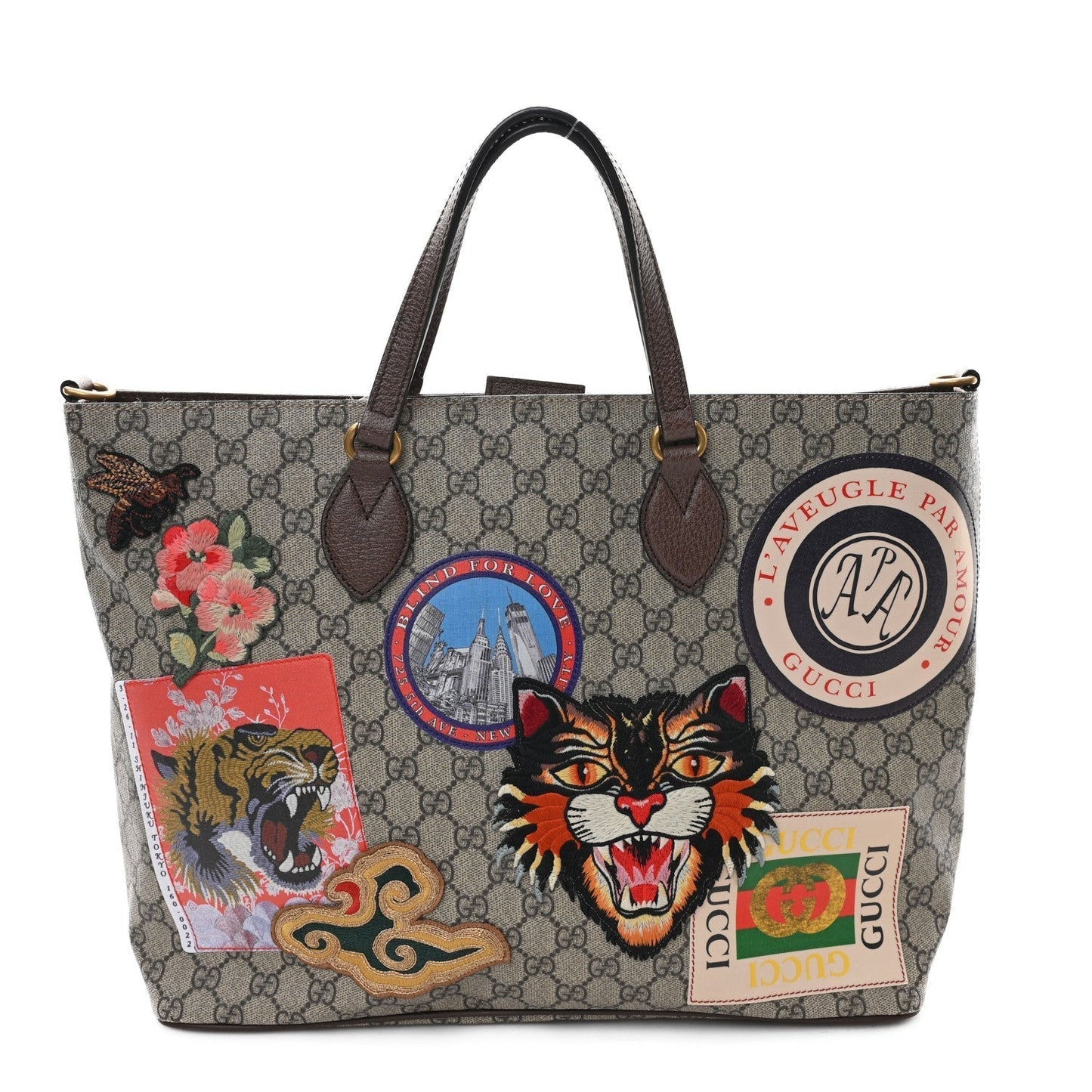 Soft GG Supreme Monogram Courrier Medium Crossbody Tote Beige New Acero