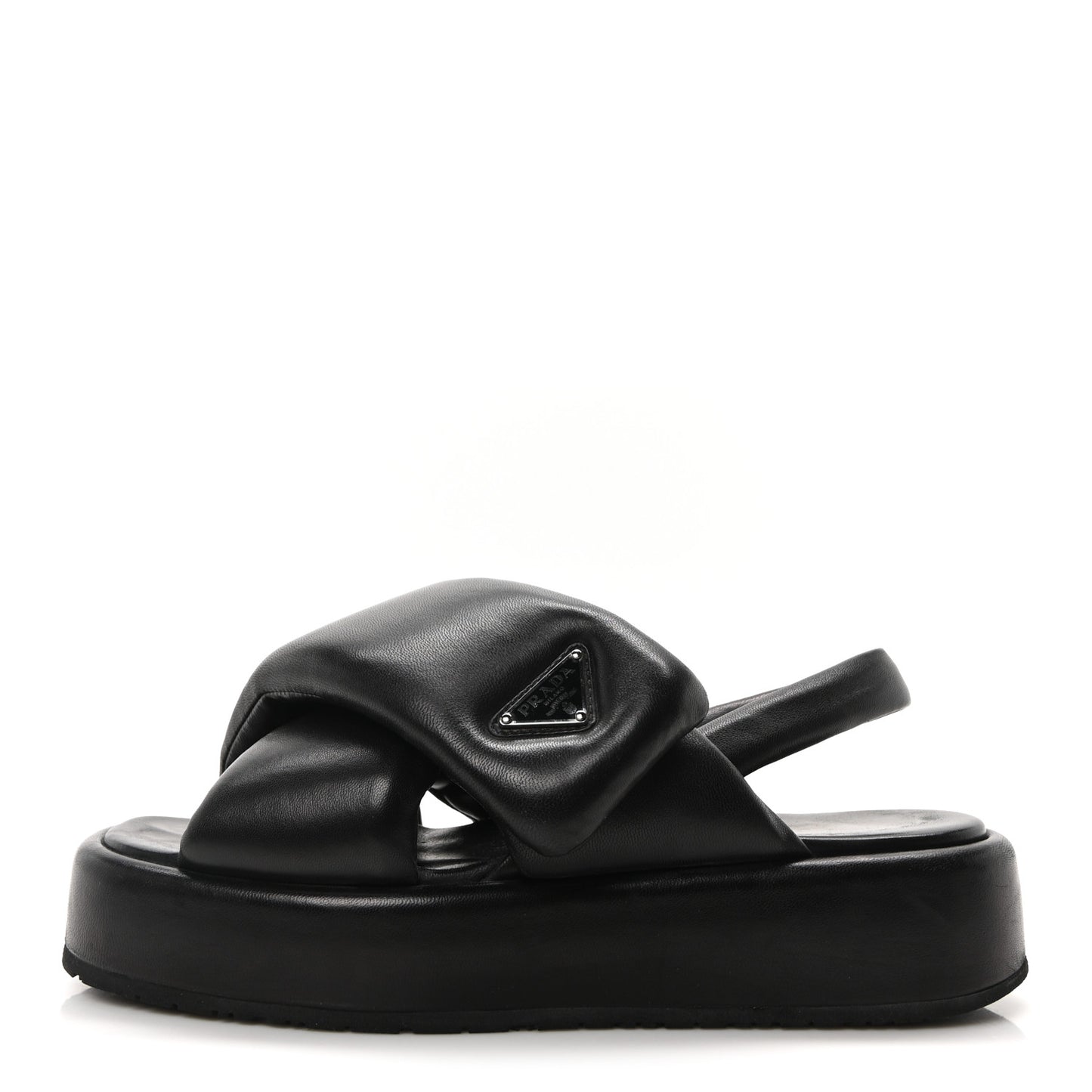 Nappa Padded Platform Slingback Sandals 39.5 Black