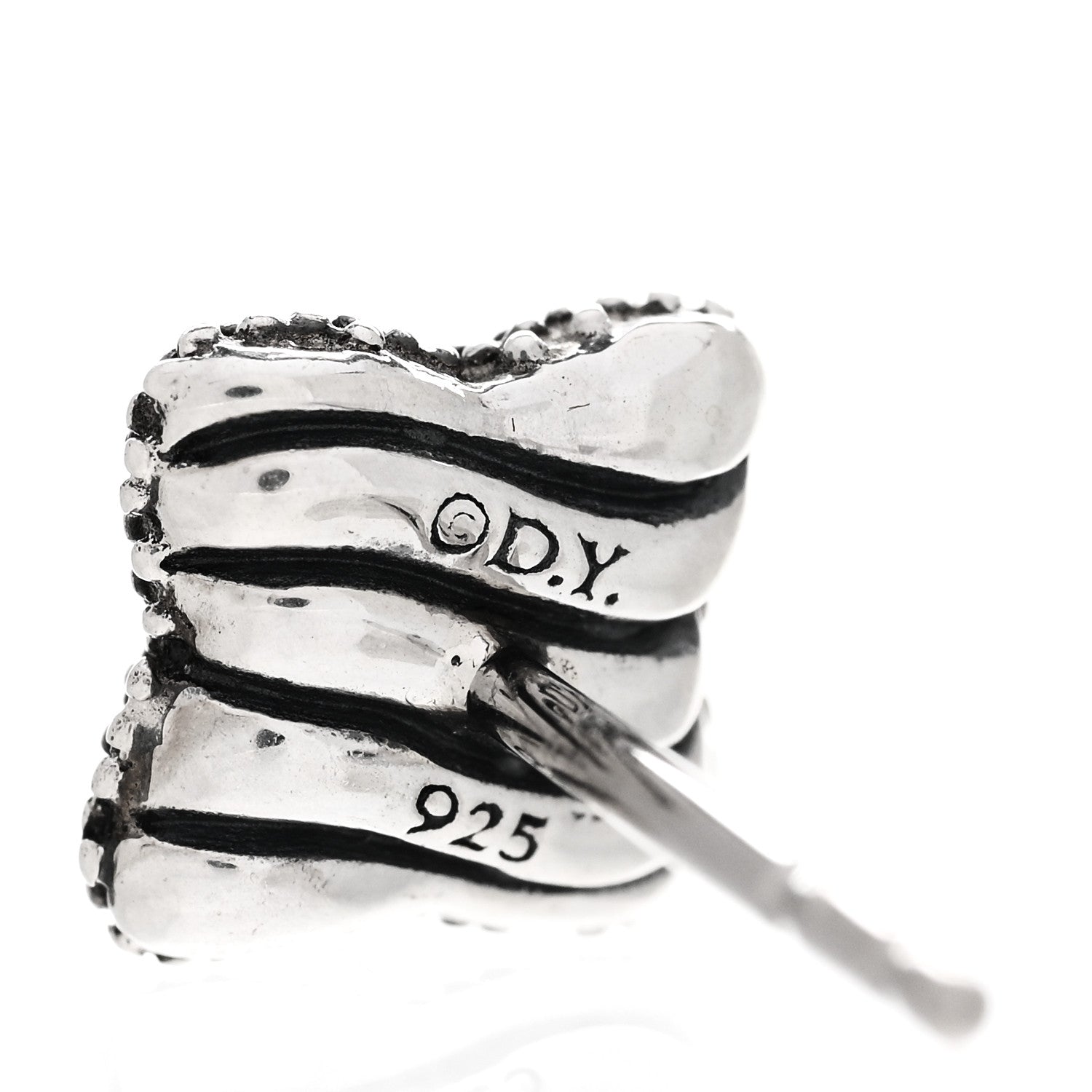 David Yurman Sterling Silver Diamond Midnight Melange Quatrefoil Earrings 4 of 4